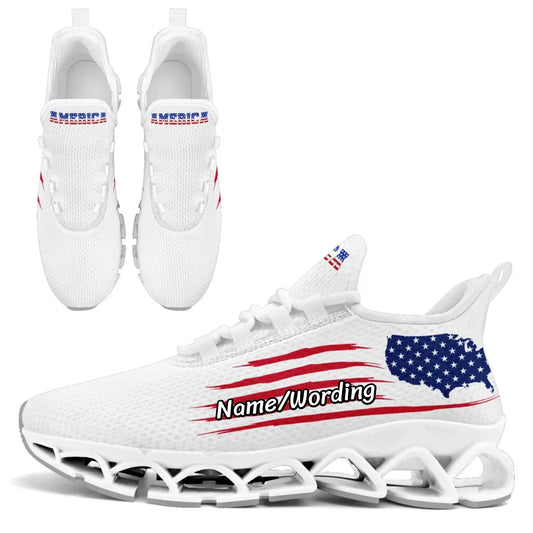 Personalized America Flag Sneakers, Custom Breathable Patriotic Shoes, Unisex Lace Up Shoes FN003XD-25028041