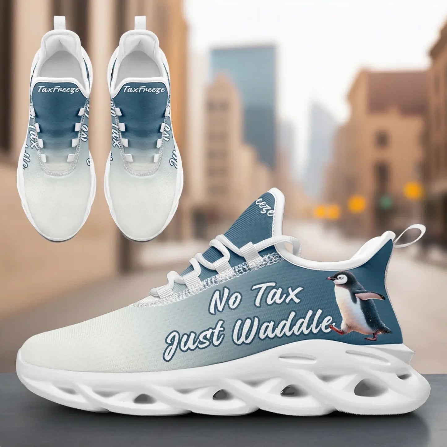 Personalized Tax Penguin Sneakers, Custom Tax Freeze Shoes, Breathable Unisex Shoes
