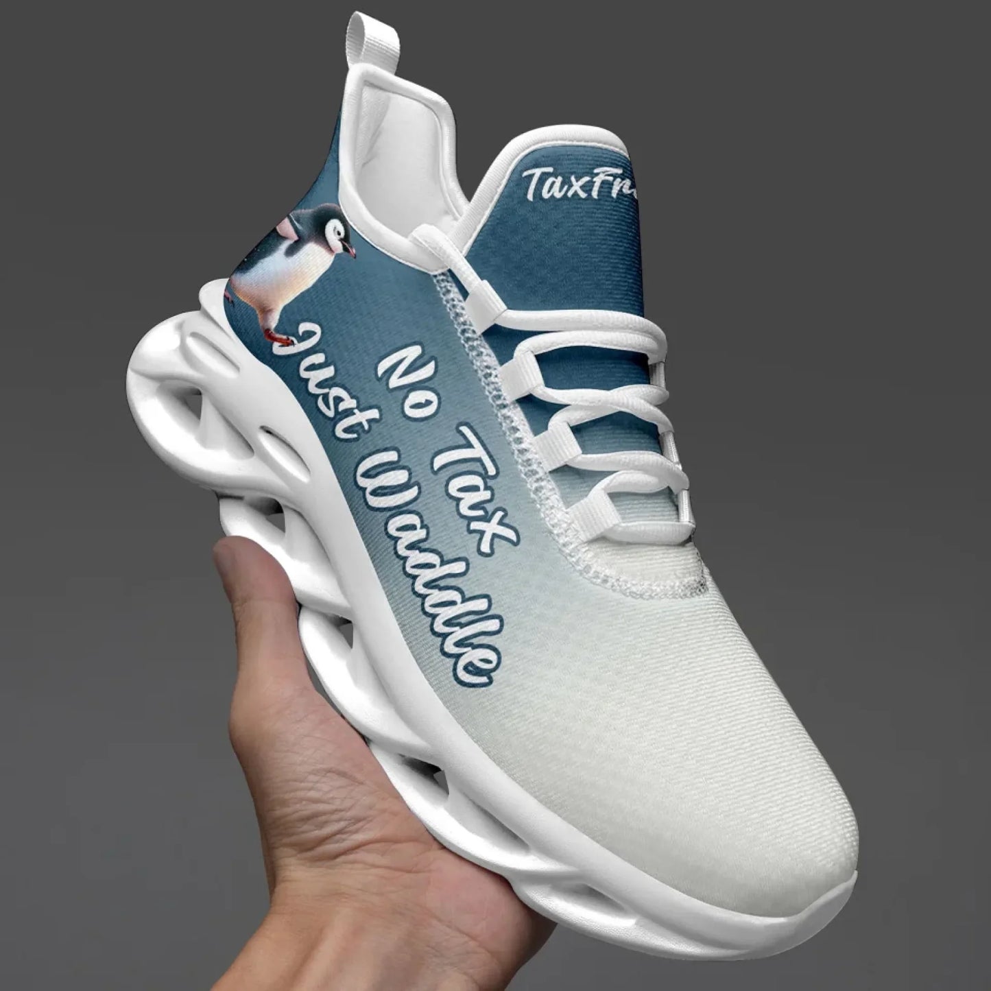 Personalized Tax Penguin Sneakers, Custom Tax Freeze Shoes, Breathable Unisex Shoes
