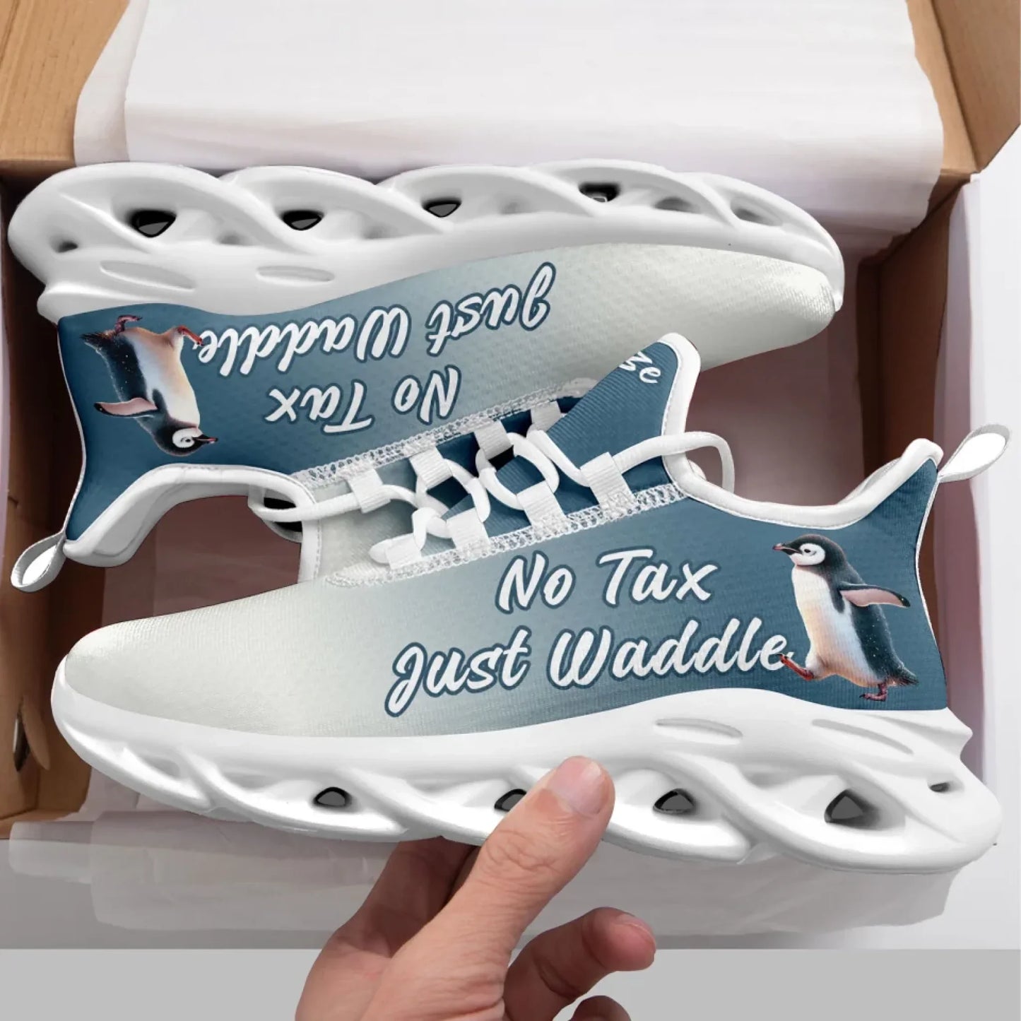 Personalized Tax Penguin Sneakers, Custom Tax Freeze Shoes, Breathable Unisex Shoes