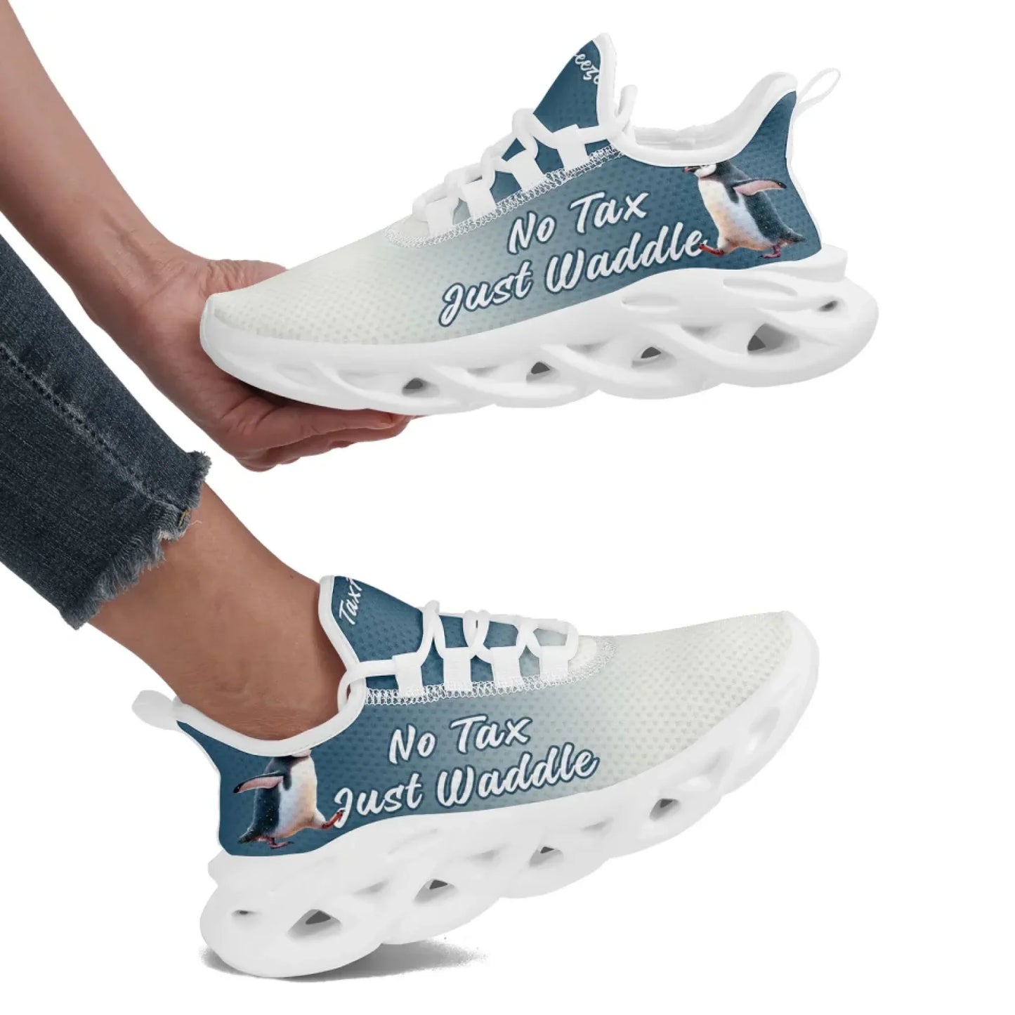 Personalized Tax Penguin Sneakers, Custom Tax Freeze Shoes, Breathable Unisex Shoes