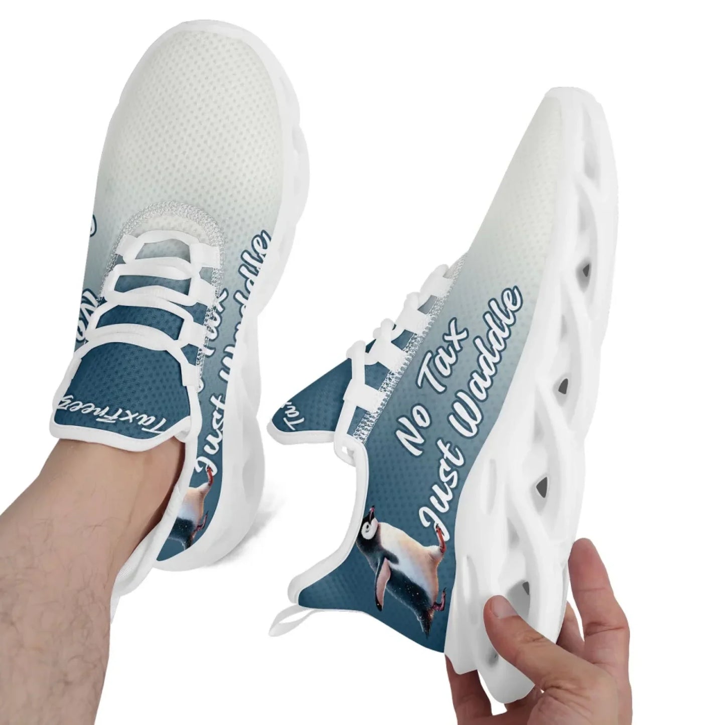 Personalized Tax Penguin Sneakers, Custom Tax Freeze Shoes, Breathable Unisex Shoes