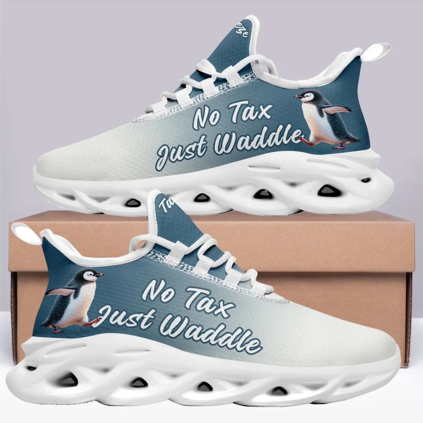 Personalized Tax Penguin Sneakers, Custom Tax Freeze Shoes, Breathable Unisex Shoes