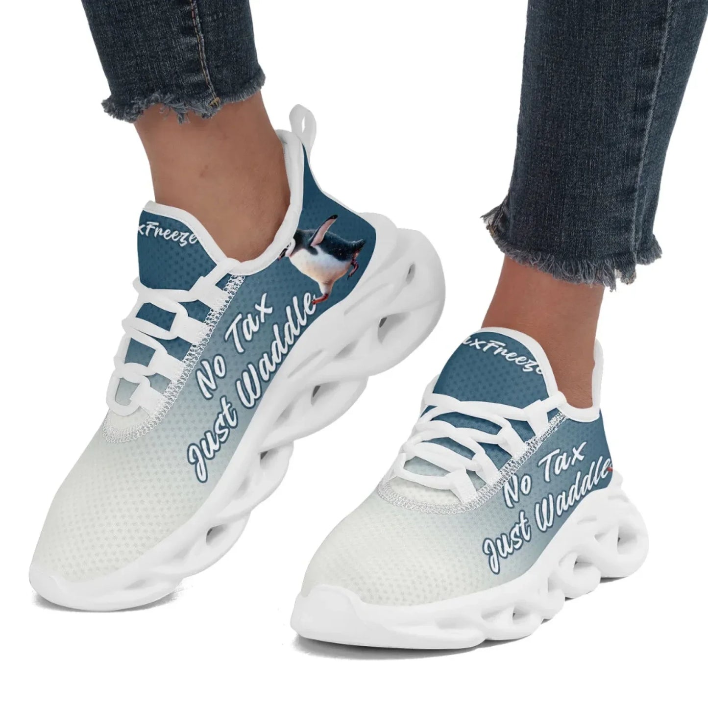 Personalized Tax Penguin Sneakers, Custom Tax Freeze Shoes, Breathable Unisex Shoes