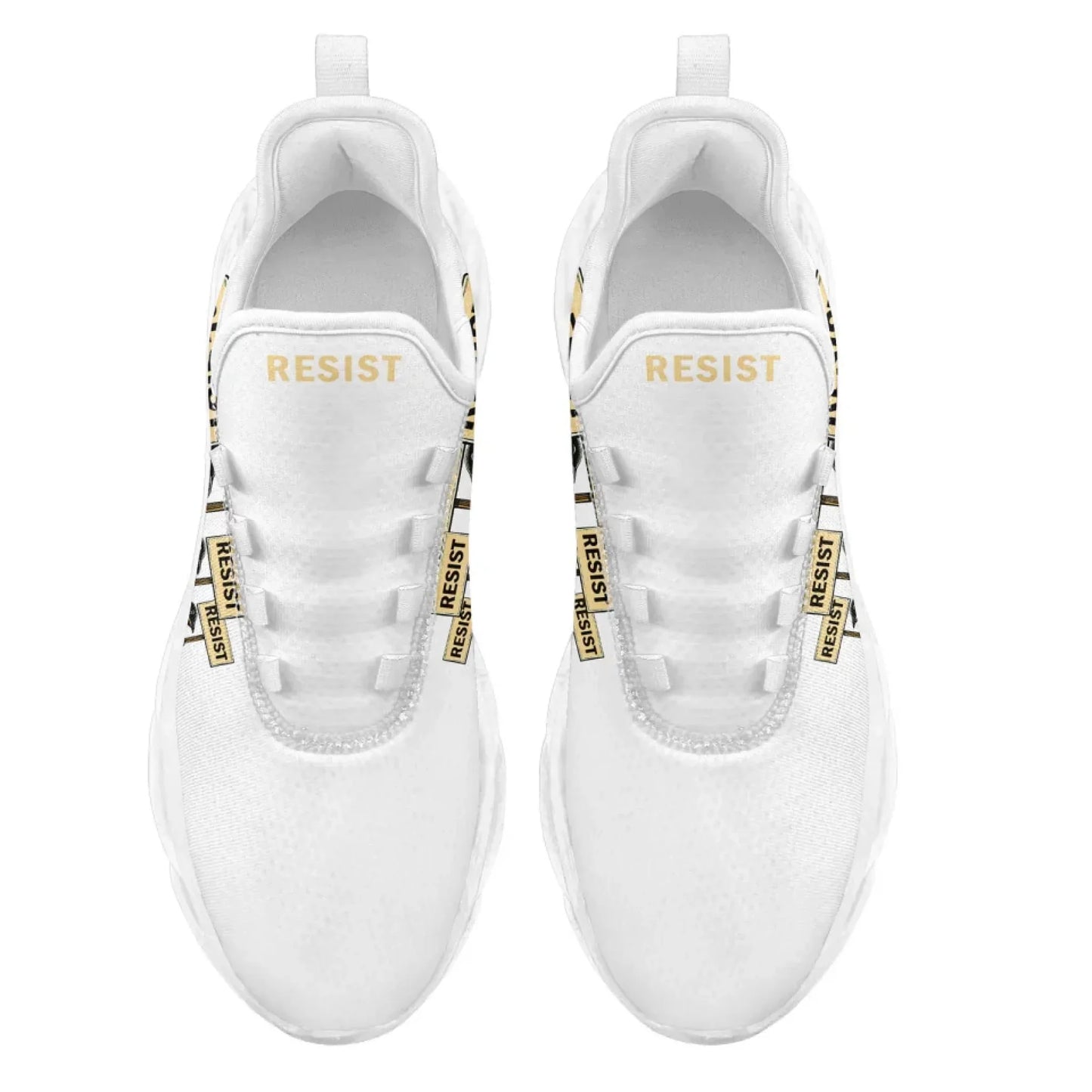 Personalized Gold Penguin Sneakers, Custom Lightweight Shoes, Resist Penguin Shoes