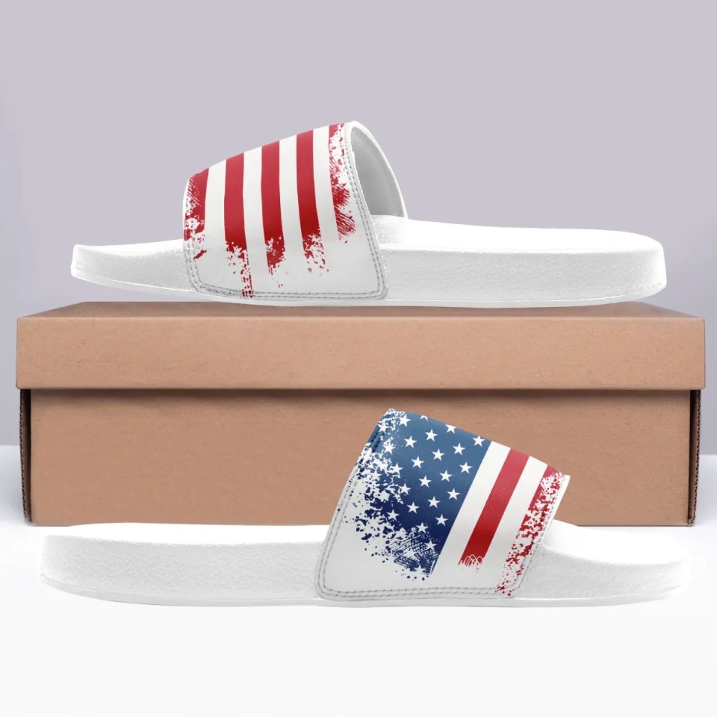 Personalized America Flag Slide Sandal, Custom Pride and Patriotic Indoor and Outdoor Slipper
