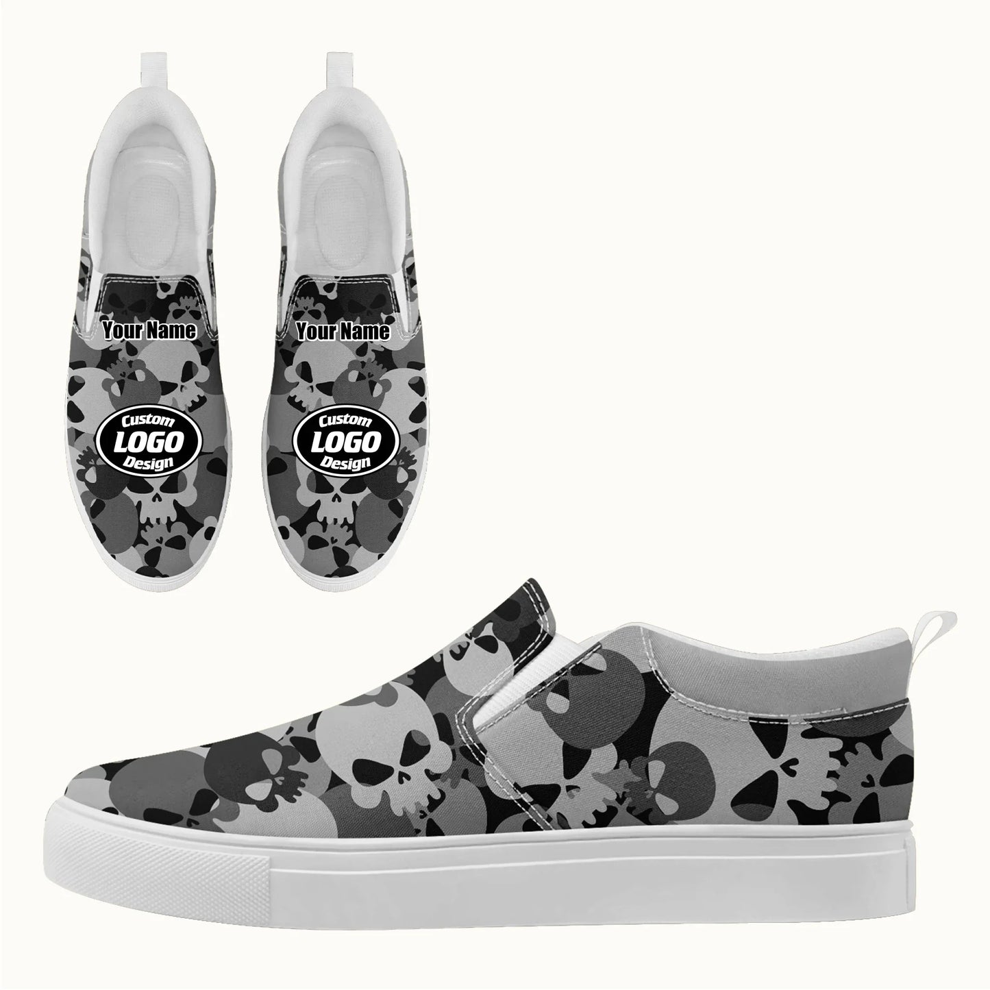 Personalized Military-Inspired Camo Slip-On Sneakers, Custom Stylish and Lightweight Shoes