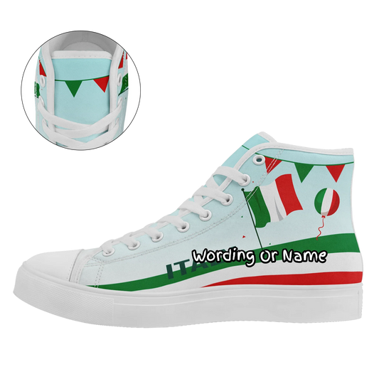 Personalized Italian Heritage High Tops Sneakers, Custom  Stylish & Breathable Patriotic Shoes, Canvas Streetwear