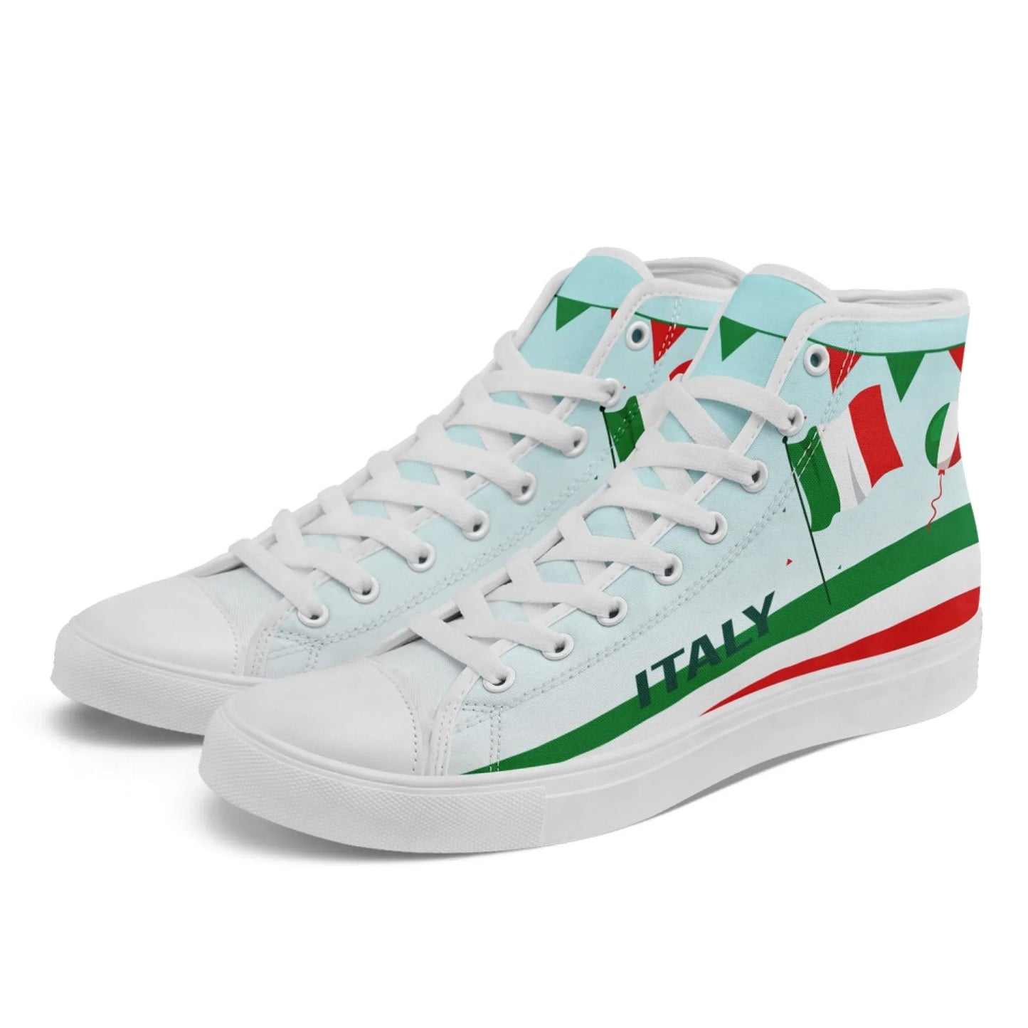 Personalized Italian Heritage High Tops Sneakers, Custom  Stylish & Breathable Patriotic Shoes, Canvas Streetwear