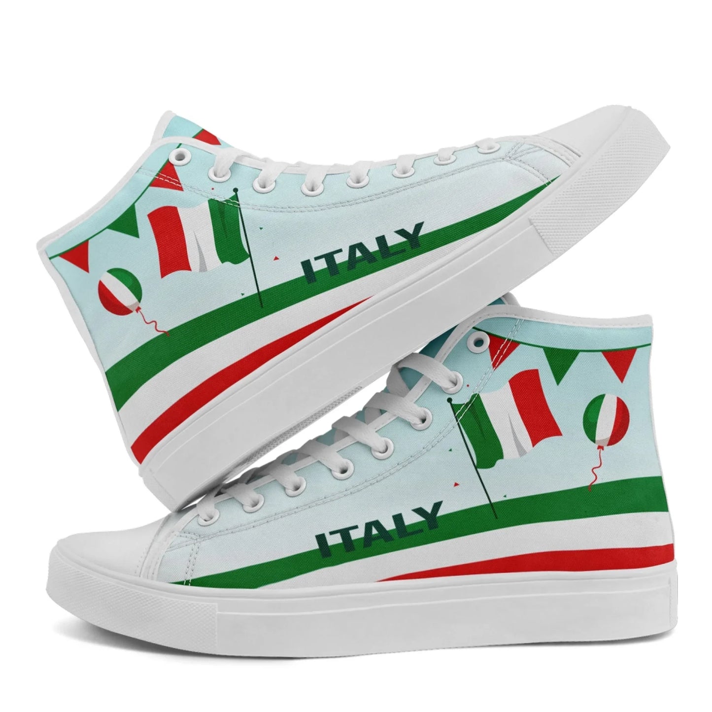 Personalized Italian Heritage High Tops Sneakers, Custom  Stylish & Breathable Patriotic Shoes, Canvas Streetwear