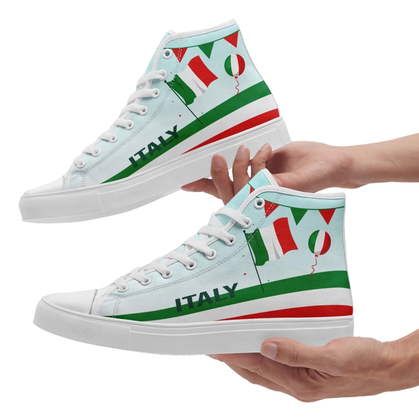 Personalized Italian Heritage High Tops Sneakers, Custom  Stylish & Breathable Patriotic Shoes, Canvas Streetwear