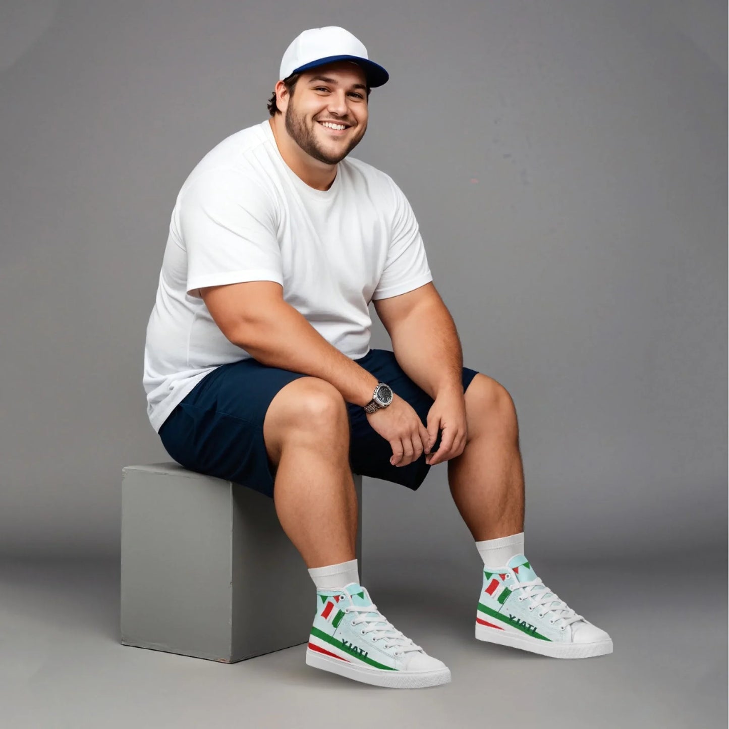 Personalized Italian Heritage High Tops Sneakers, Custom  Stylish & Breathable Patriotic Shoes, Canvas Streetwear