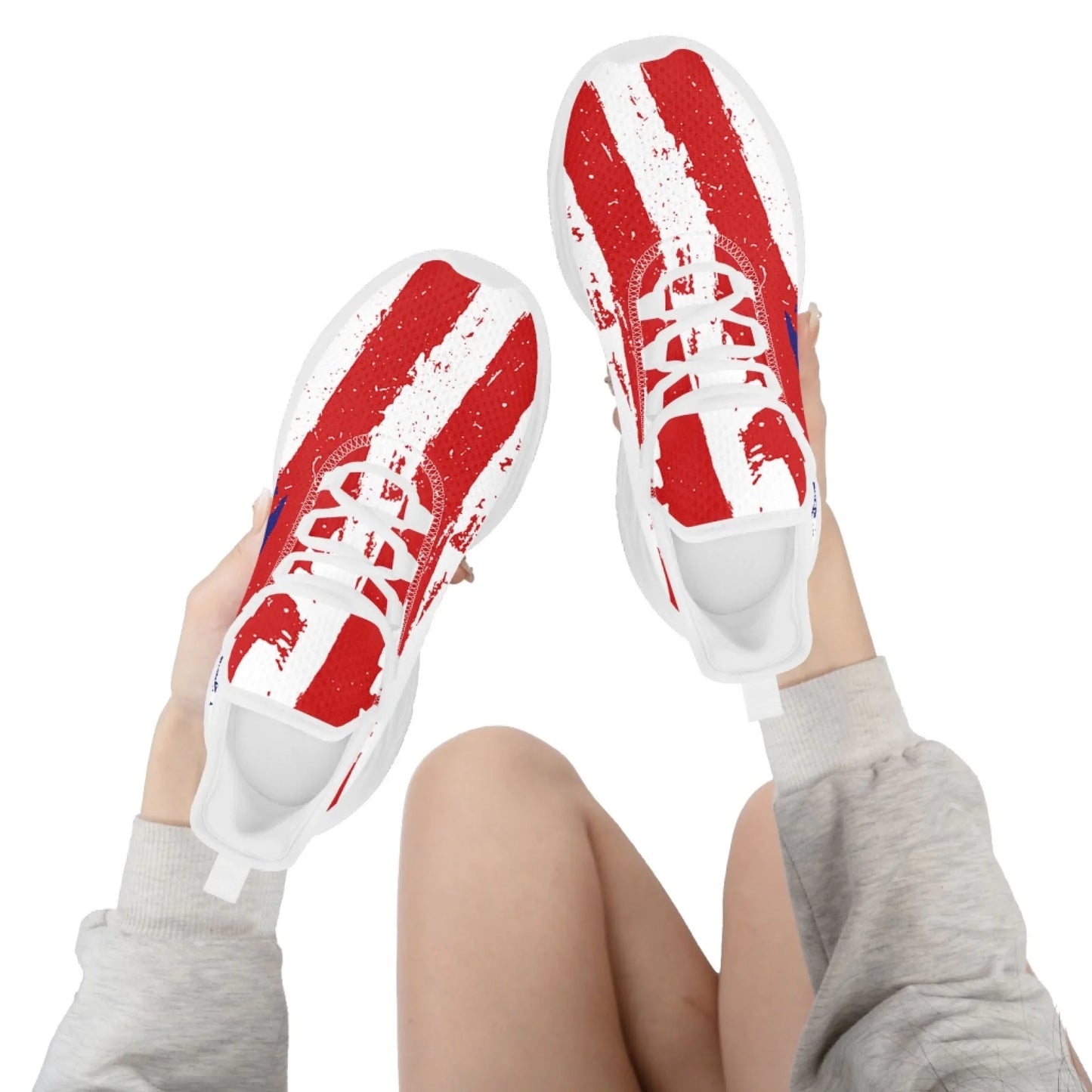 Personalized America Flag Print Sneakers, Custom Patriotic and Breathable Walking Shoes, Unisex Sports Shoes