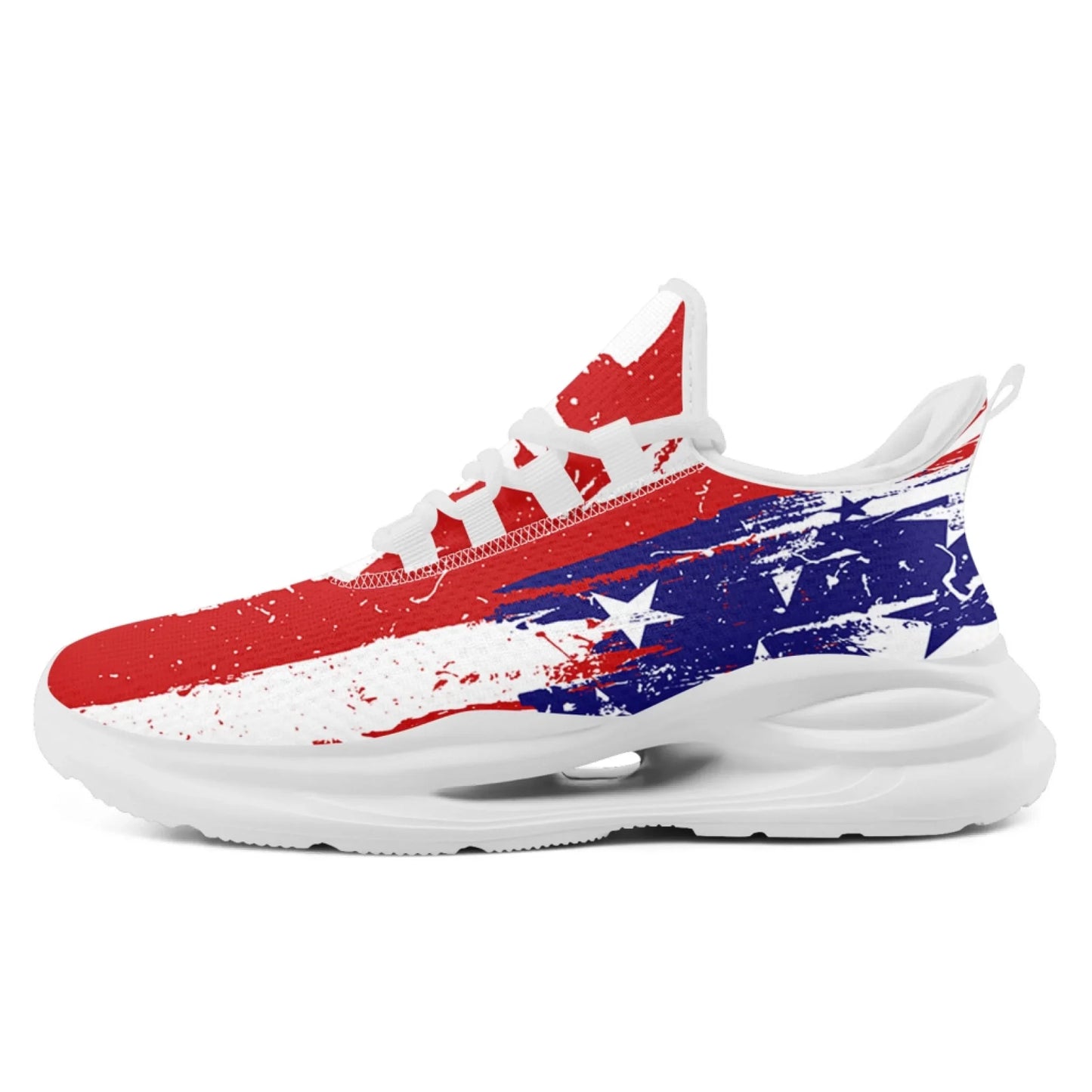 Personalized America Flag Print Sneakers, Custom Patriotic and Breathable Walking Shoes, Unisex Sports Shoes