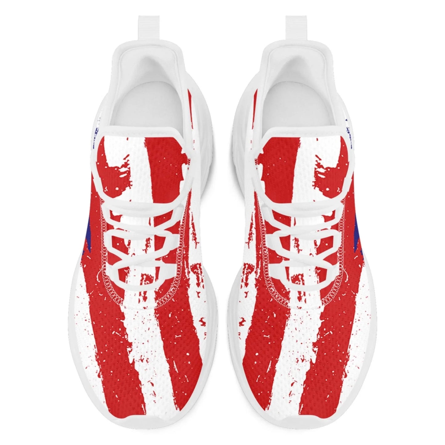 Personalized America Flag Print Sneakers, Custom Patriotic and Breathable Walking Shoes, Unisex Sports Shoes