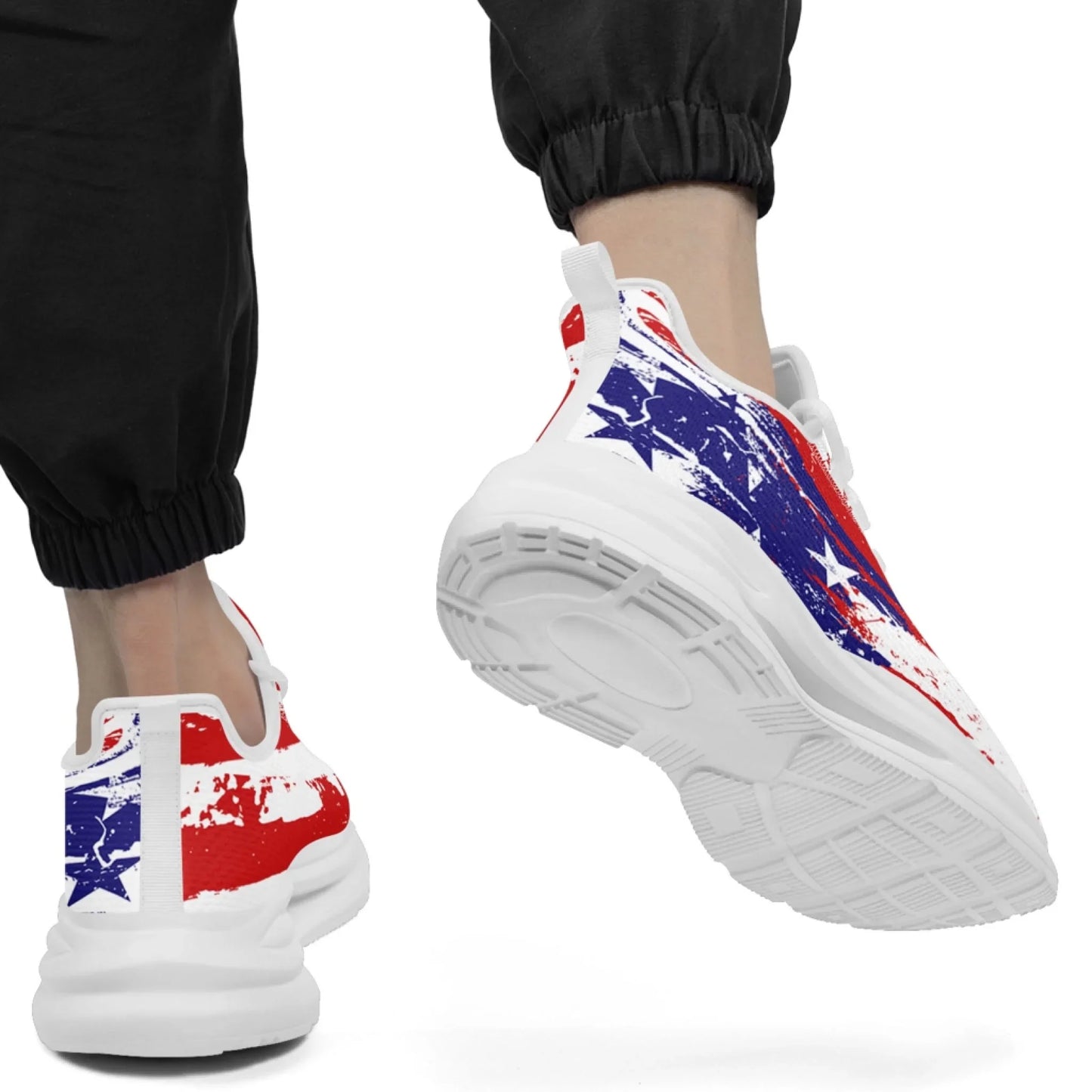 Personalized America Flag Print Sneakers, Custom Patriotic and Breathable Walking Shoes, Unisex Sports Shoes