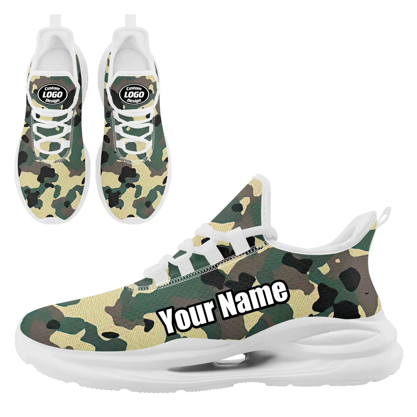 Personalized Camo Style Shoes, Military-Inspired Sneakers, Breathable and Lightweight Camouflage Sneakers