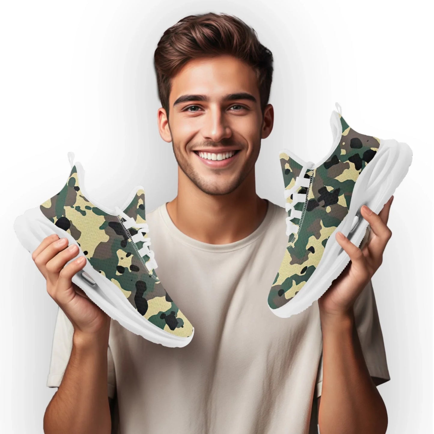 Personalized Camo Style Shoes, Military-Inspired Sneakers, Breathable and Lightweight Camouflage Sneakers