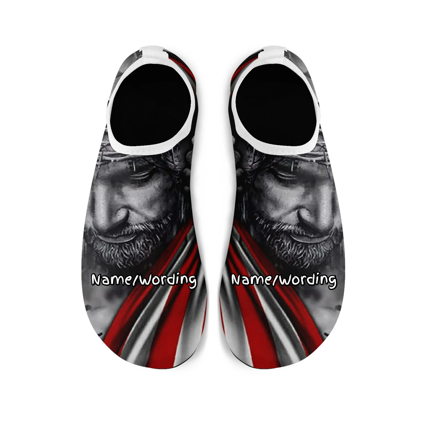 Personalized US Flag Print Water Shoes, Custom Patriotic Aqua Shoes, Best Gift for Independence Day