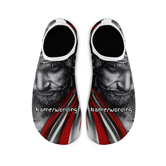 Personalized US Flag Print Water Shoes, Custom Patriotic Aqua Shoes, Best Gift for Independence Day