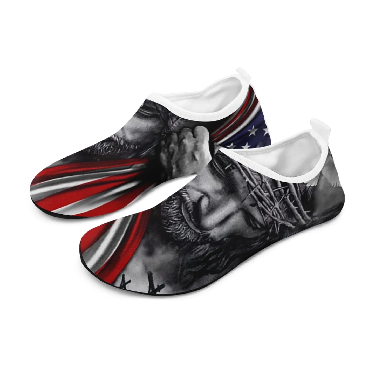 Personalized US Flag Print Water Shoes, Custom Patriotic Aqua Shoes, Best Gift for Independence Day