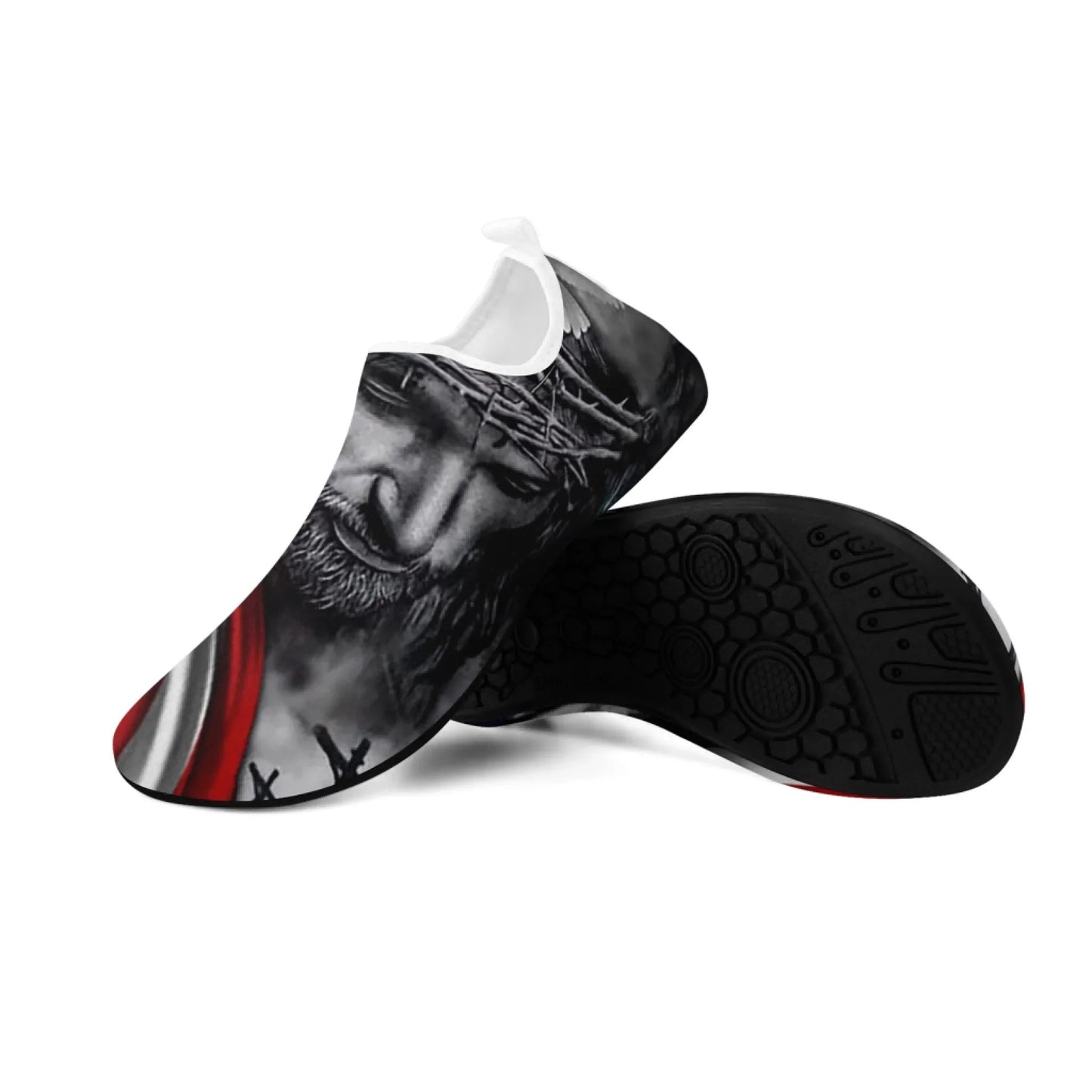 Personalized US Flag Print Water Shoes, Custom Patriotic Aqua Shoes, Best Gift for Independence Day