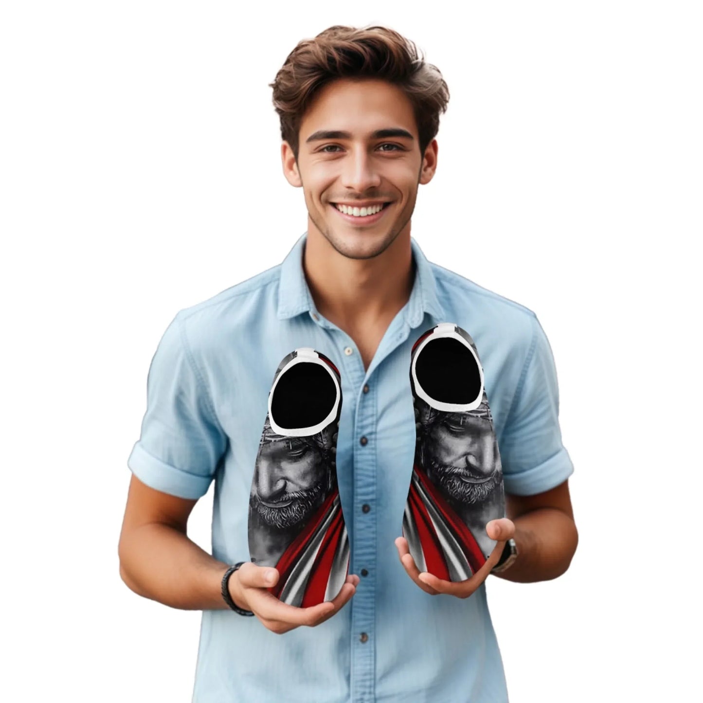 Personalized US Flag Print Water Shoes, Custom Patriotic Aqua Shoes, Best Gift for Independence Day