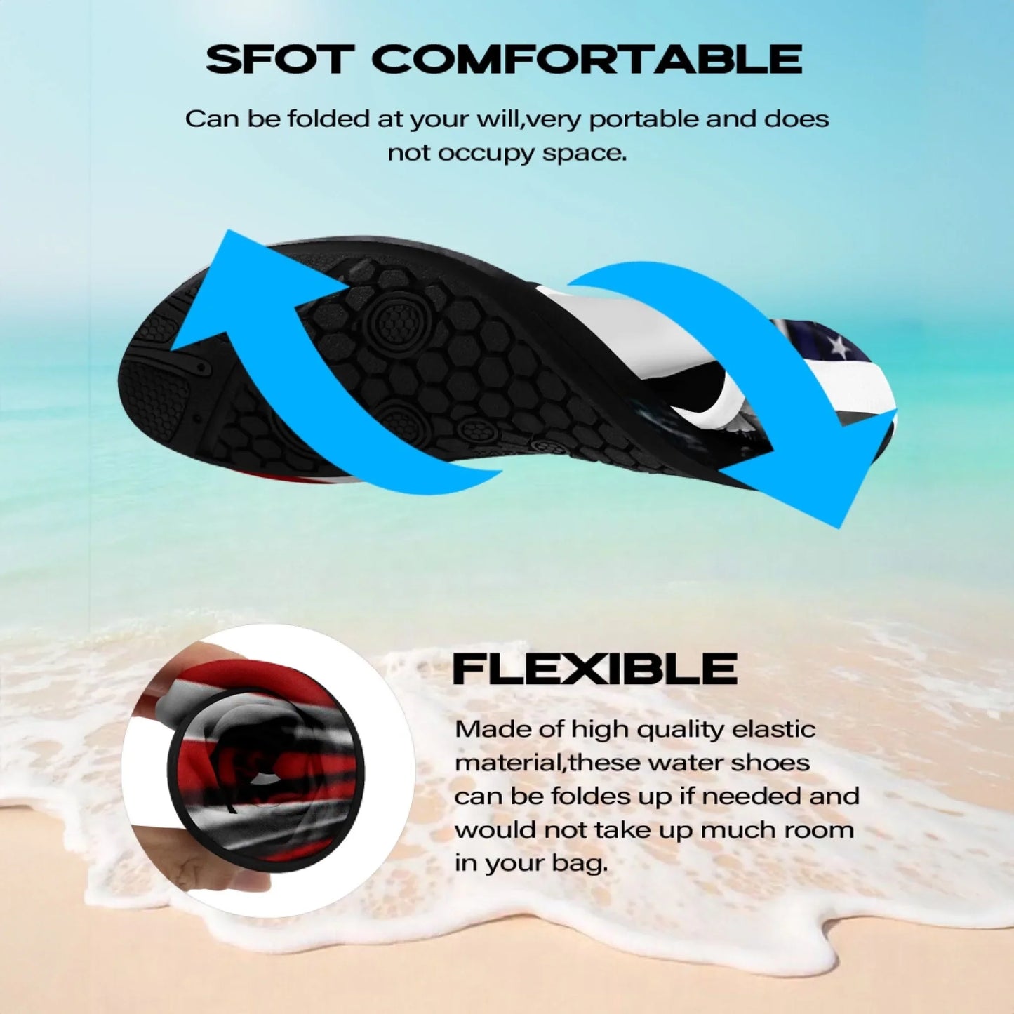 Personalized US Flag Print Water Shoes, Custom Patriotic Aqua Shoes, Best Gift for Independence Day