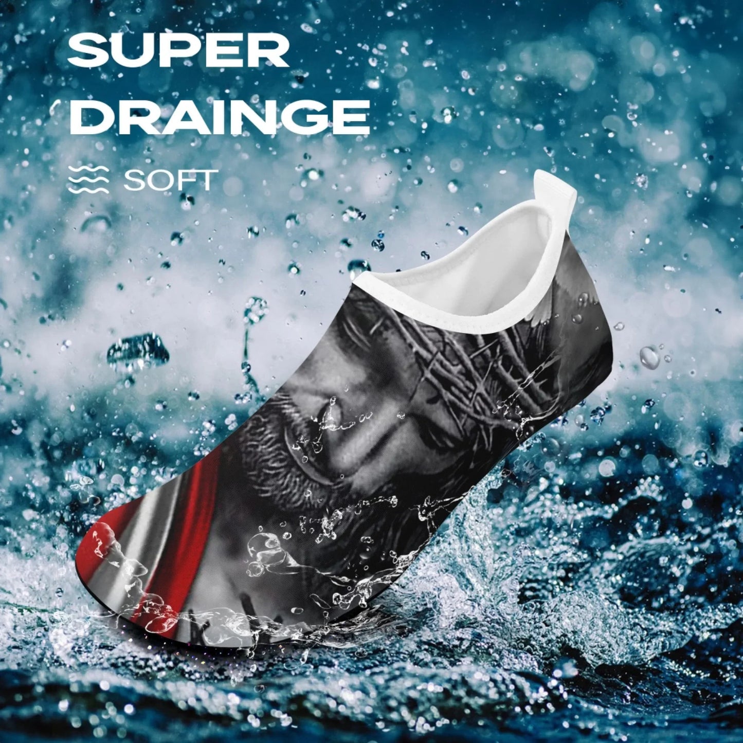 Personalized US Flag Print Water Shoes, Custom Patriotic Aqua Shoes, Best Gift for Independence Day