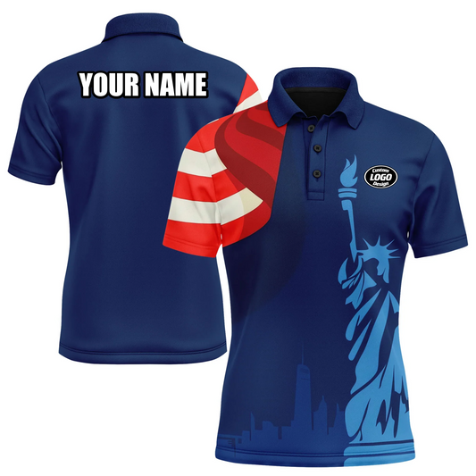 Personalized USA Pride Polo Shirt, Custom Red, White & Blue Patriotic and Breathable Shirt, Celebrate July 4th in Style