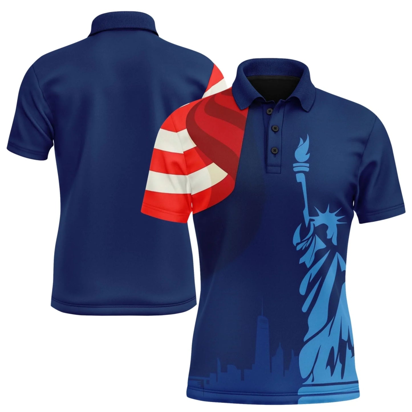 Personalized USA Pride Polo Shirt, Custom Red, White & Blue Patriotic and Breathable Shirt, Celebrate July 4th in Style