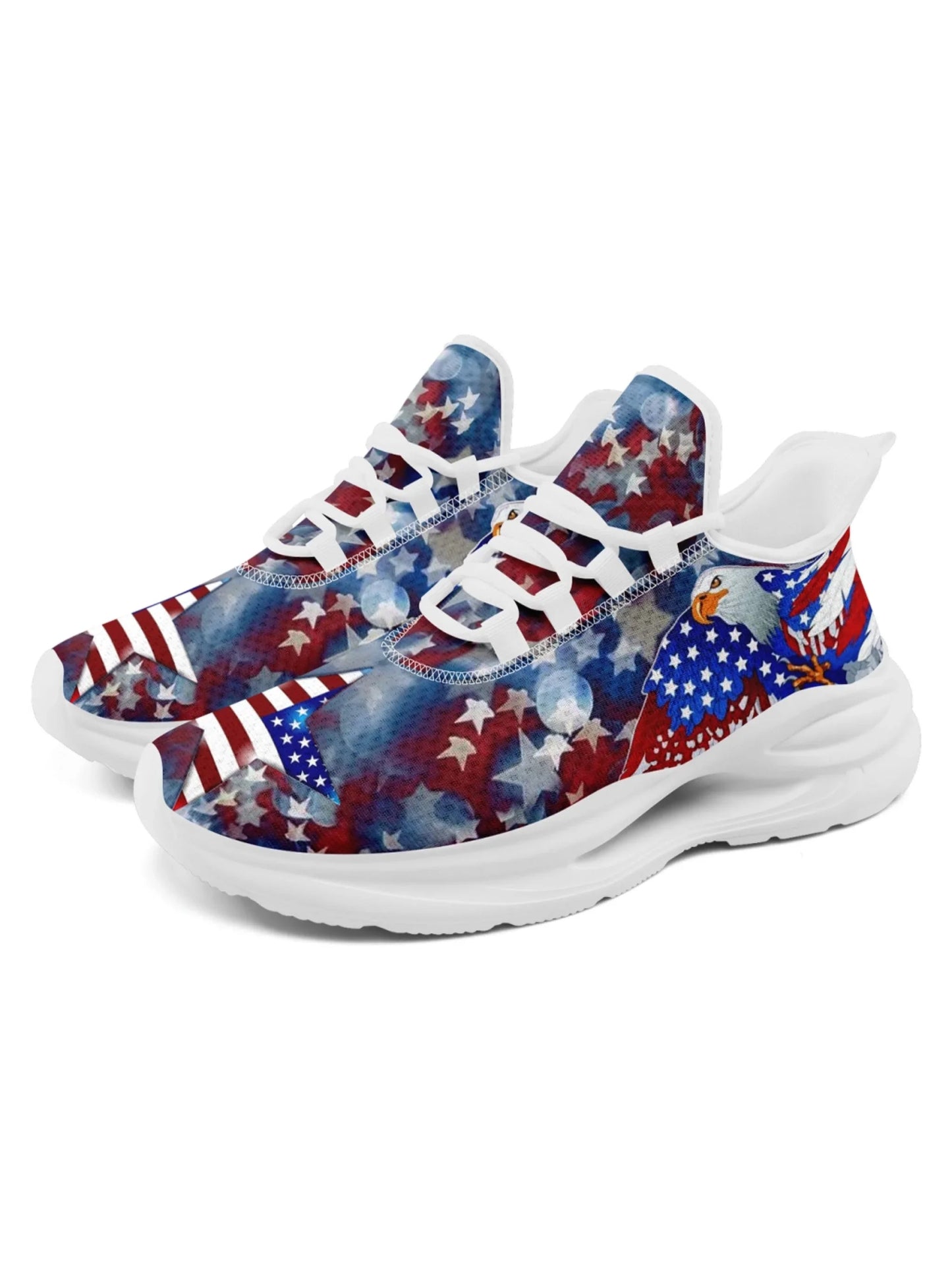 Personalized America Flag Sneakers, Custom Breathable and Pride Walking Shoes, Patriotic Sports Shoes