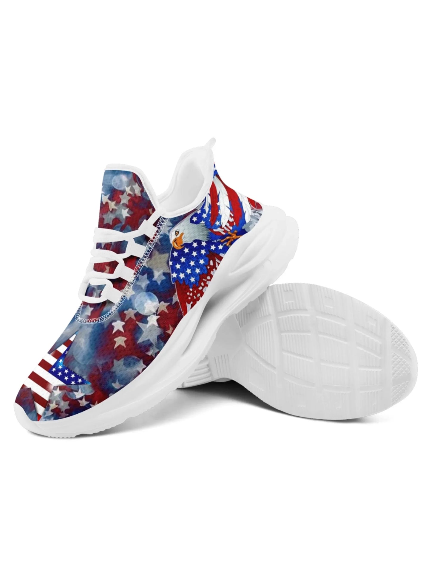 Personalized America Flag Sneakers, Custom Breathable and Pride Walking Shoes, Patriotic Sports Shoes