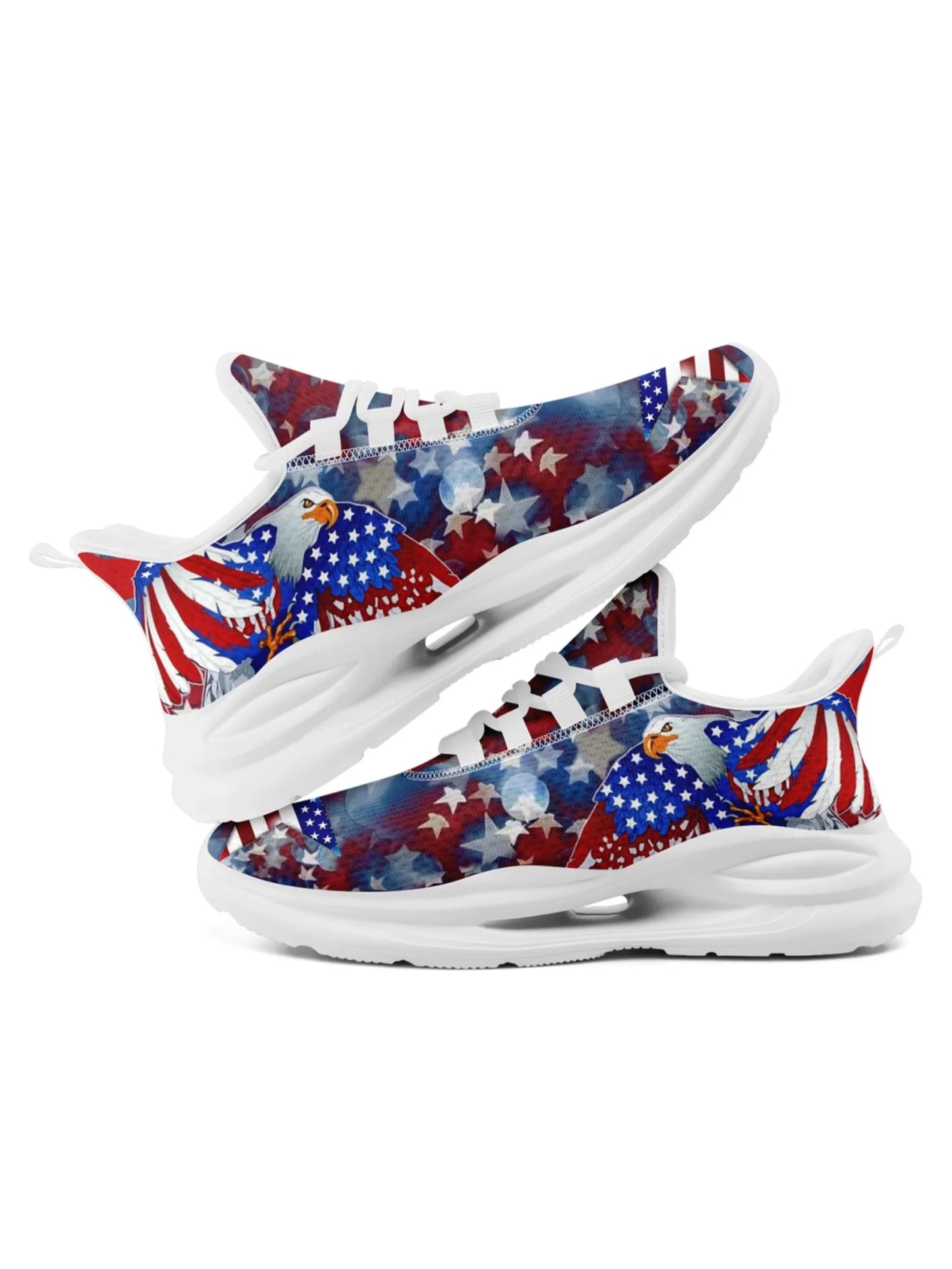 Personalized America Flag Sneakers, Custom Breathable and Pride Walking Shoes, Patriotic Sports Shoes