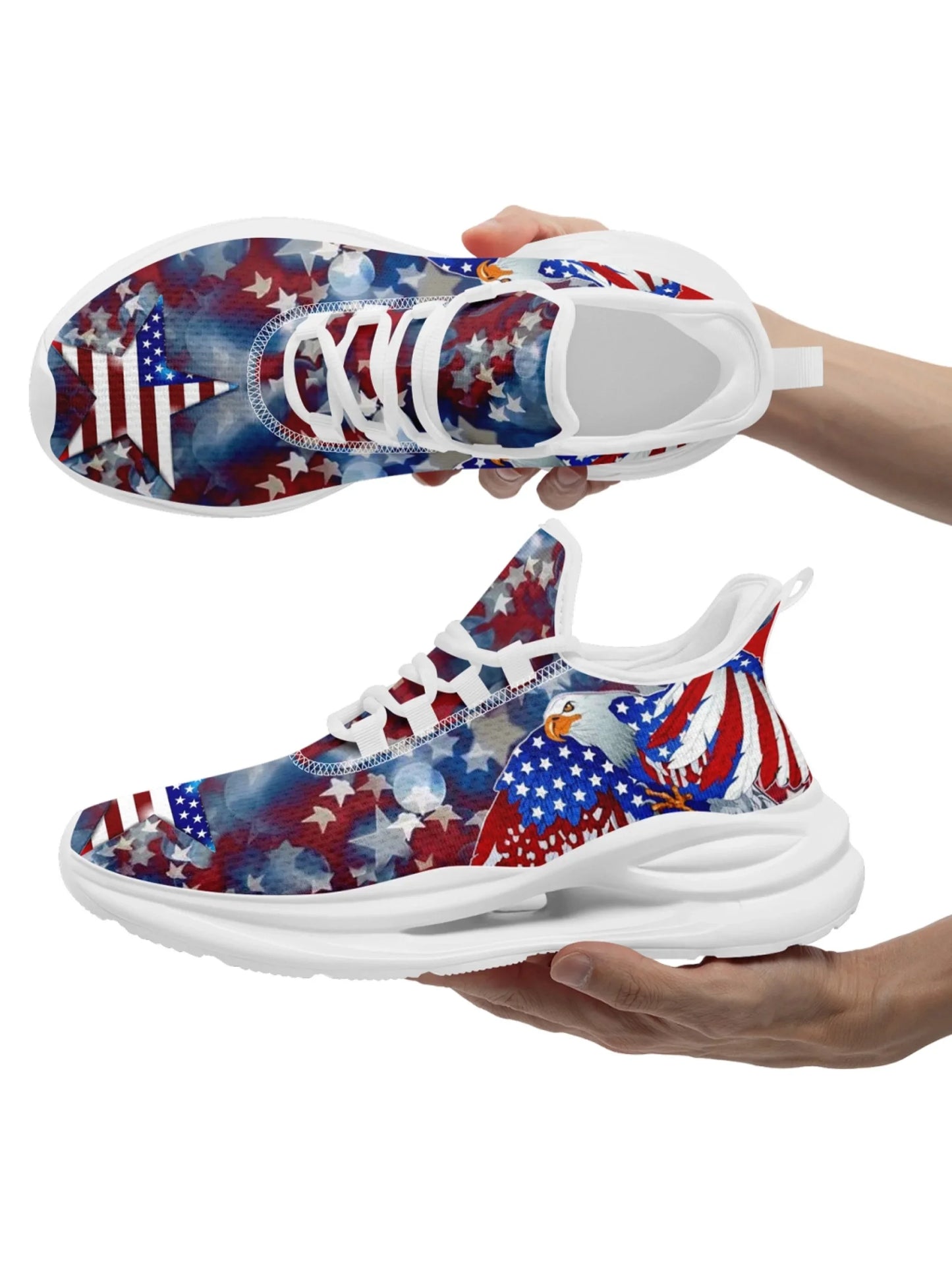 Personalized America Flag Sneakers, Custom Breathable and Pride Walking Shoes, Patriotic Sports Shoes