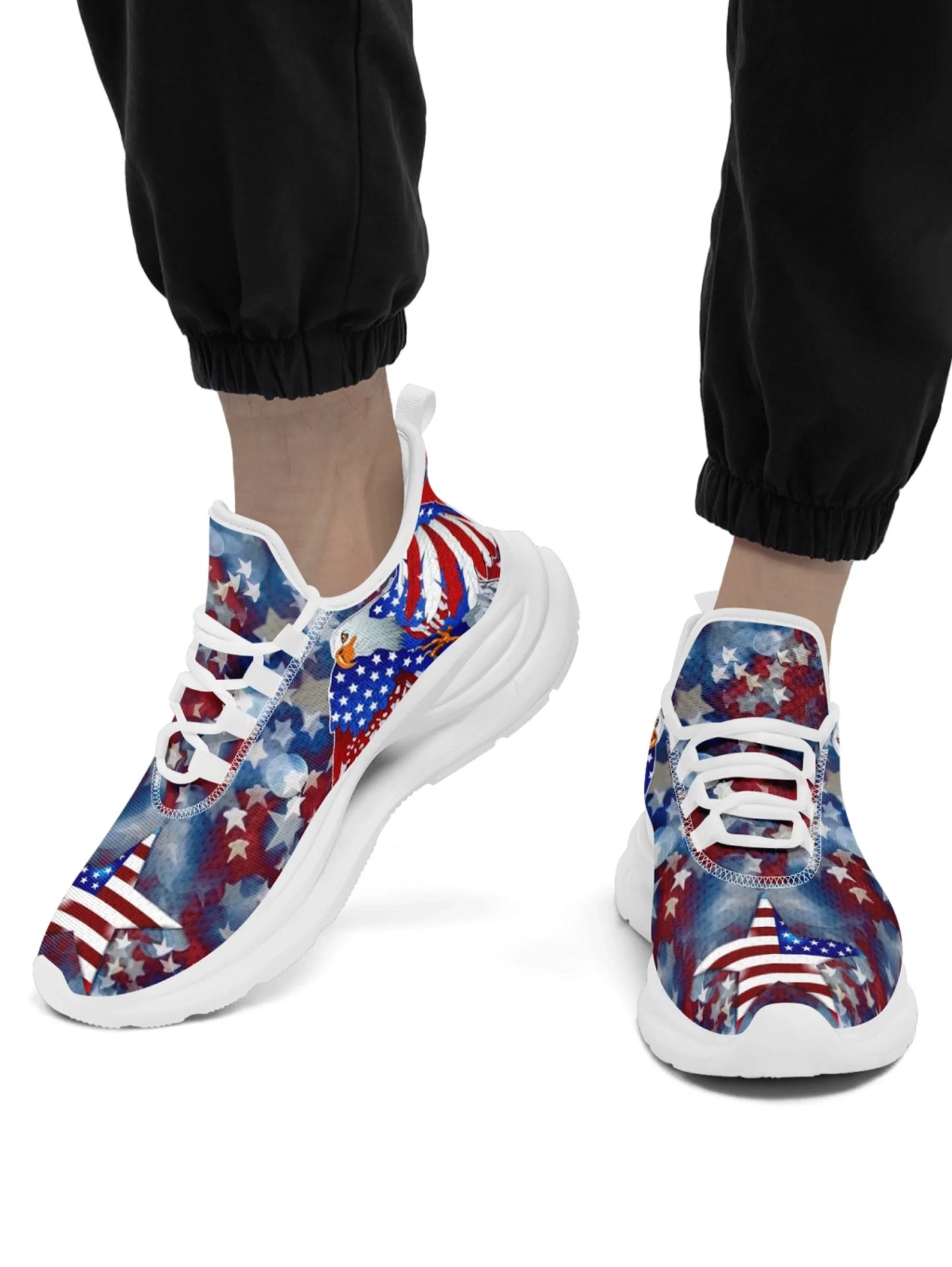 Personalized America Flag Sneakers, Custom Breathable and Pride Walking Shoes, Patriotic Sports Shoes