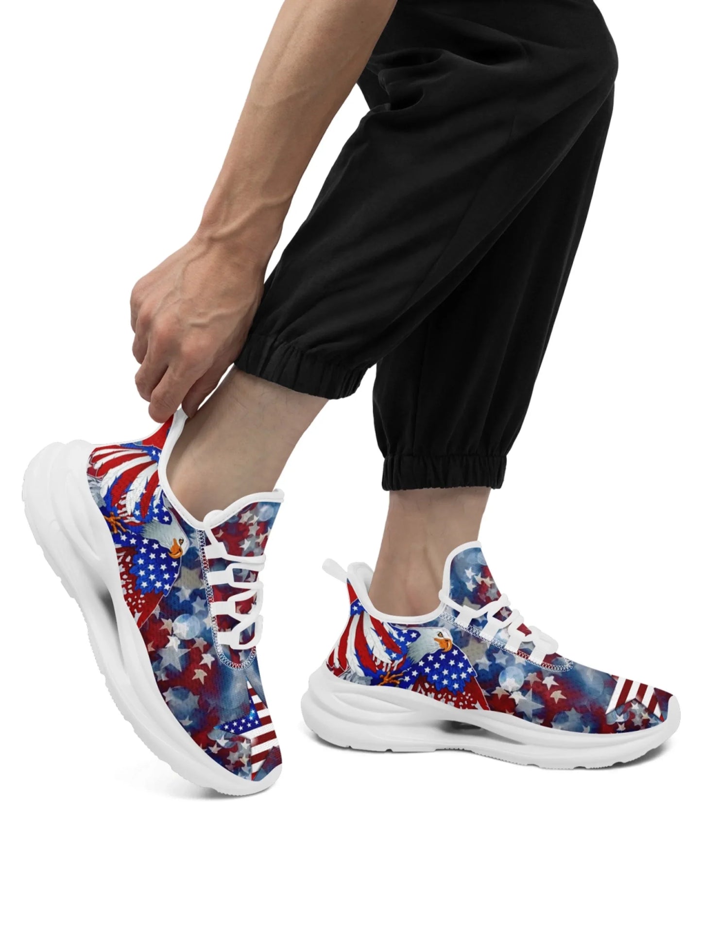 Personalized America Flag Sneakers, Custom Breathable and Pride Walking Shoes, Patriotic Sports Shoes