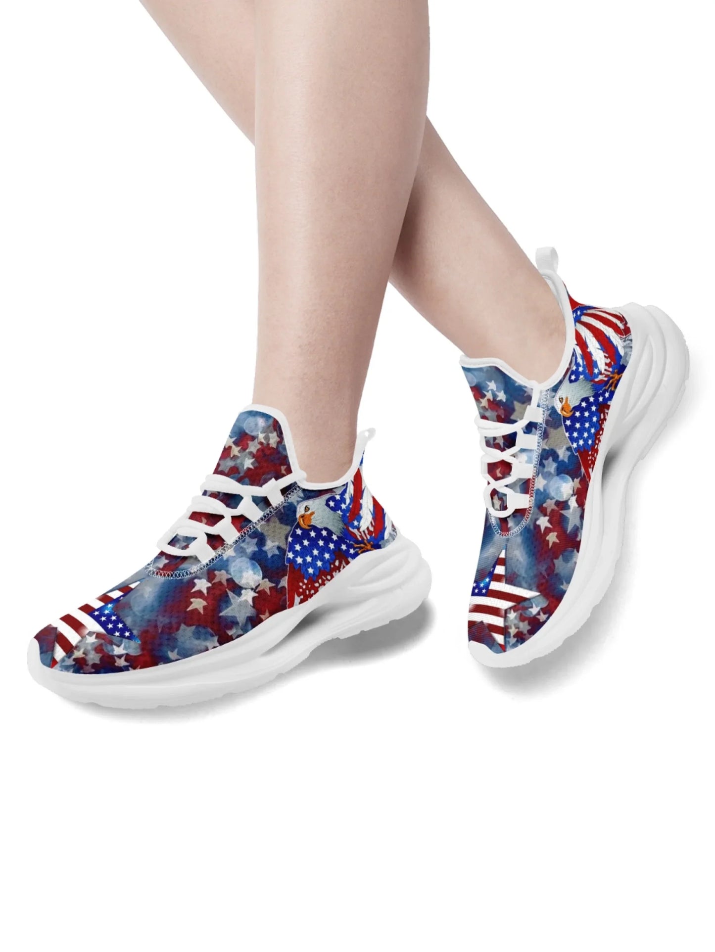 Personalized America Flag Sneakers, Custom Breathable and Pride Walking Shoes, Patriotic Sports Shoes