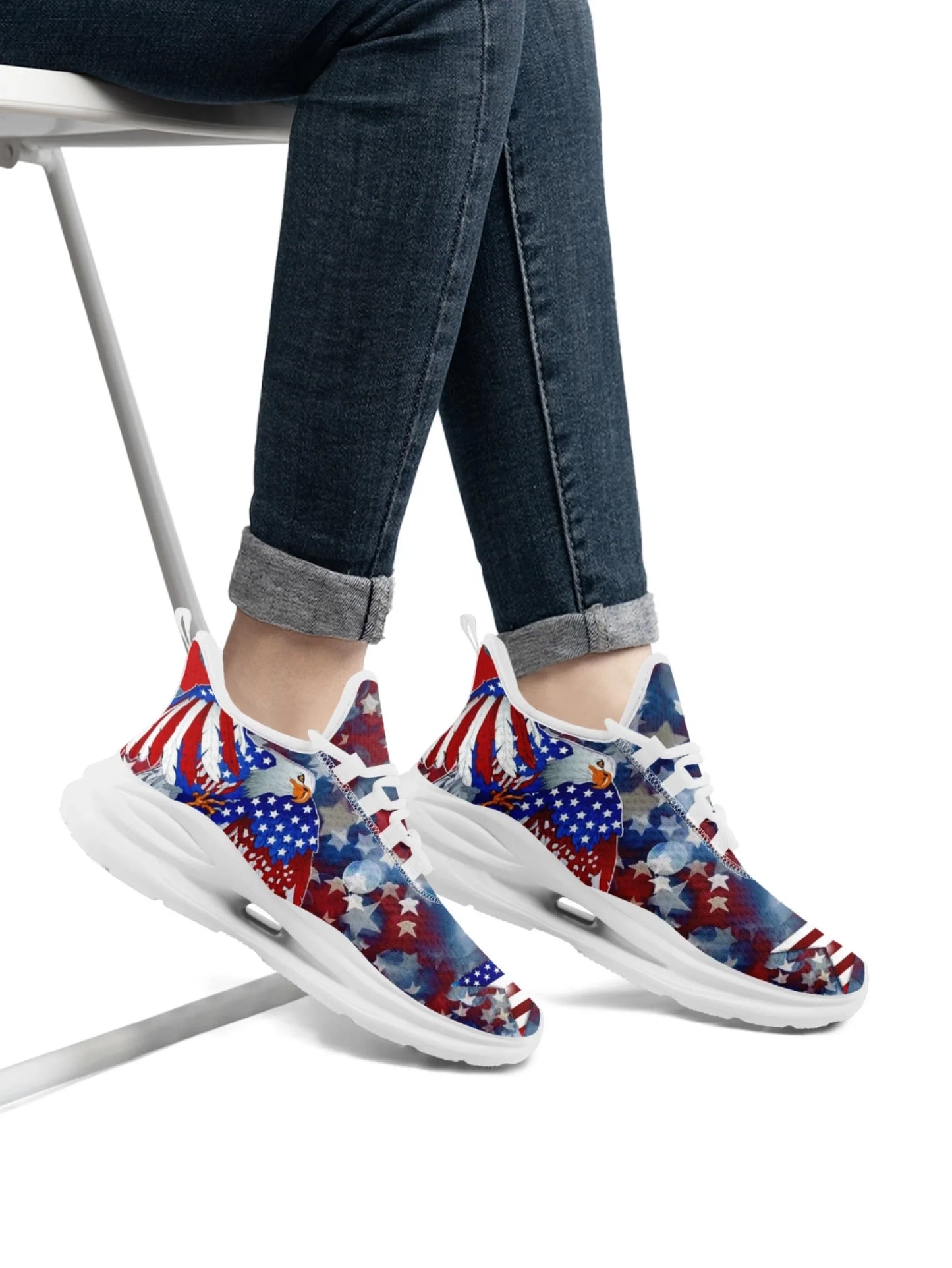 Personalized America Flag Sneakers, Custom Breathable and Pride Walking Shoes, Patriotic Sports Shoes