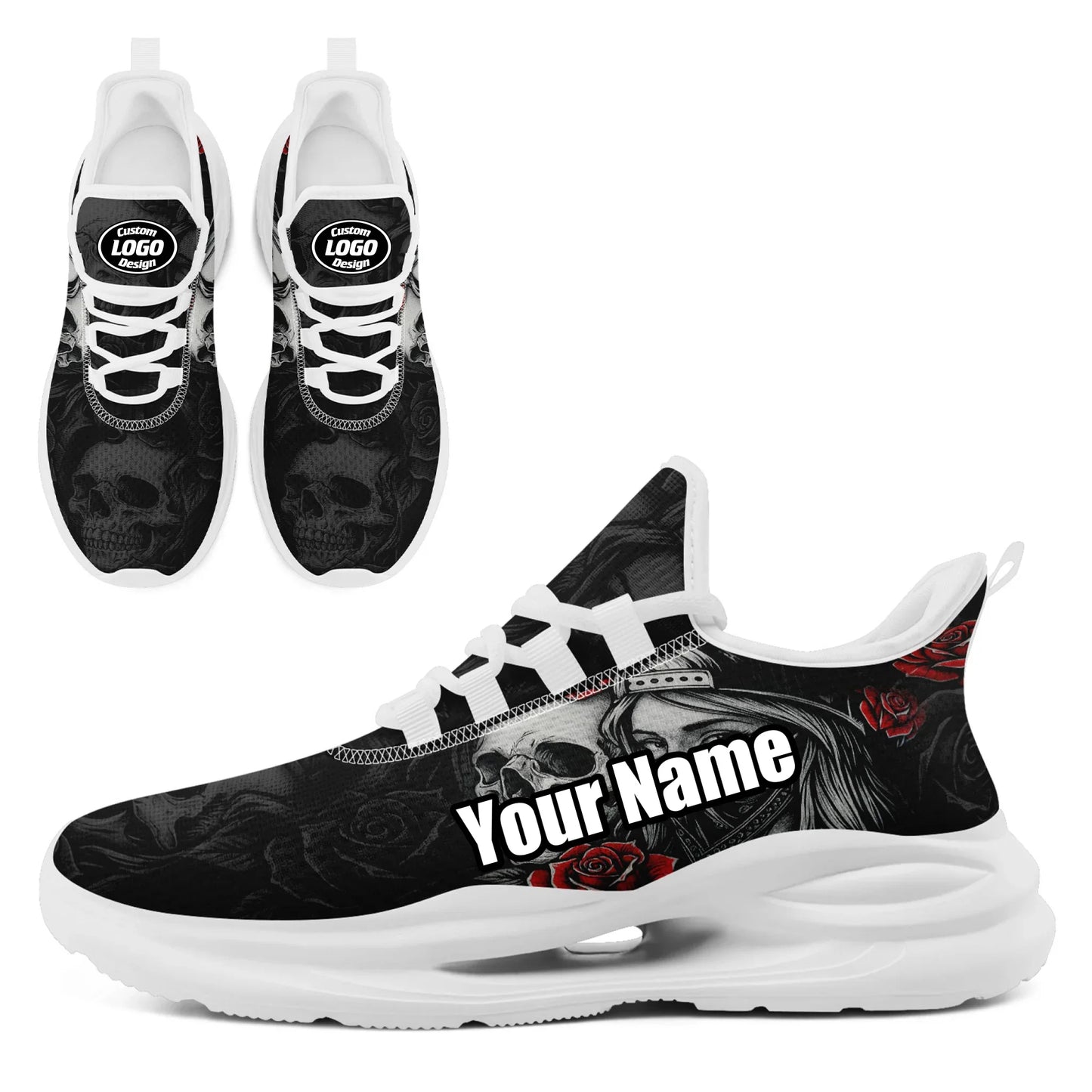 Personalized Skull Fashion Sneakers, Dark Soul Walking Shoes,Comfortable Gothic Street Style