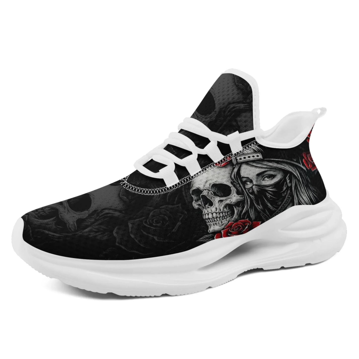 Personalized Skull Fashion Sneakers, Dark Soul Walking Shoes,Comfortable Gothic Street Style