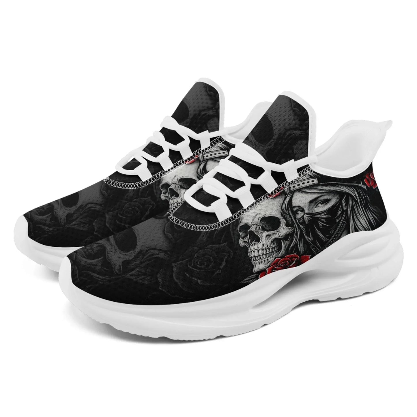 Personalized Skull Fashion Sneakers, Dark Soul Walking Shoes,Comfortable Gothic Street Style