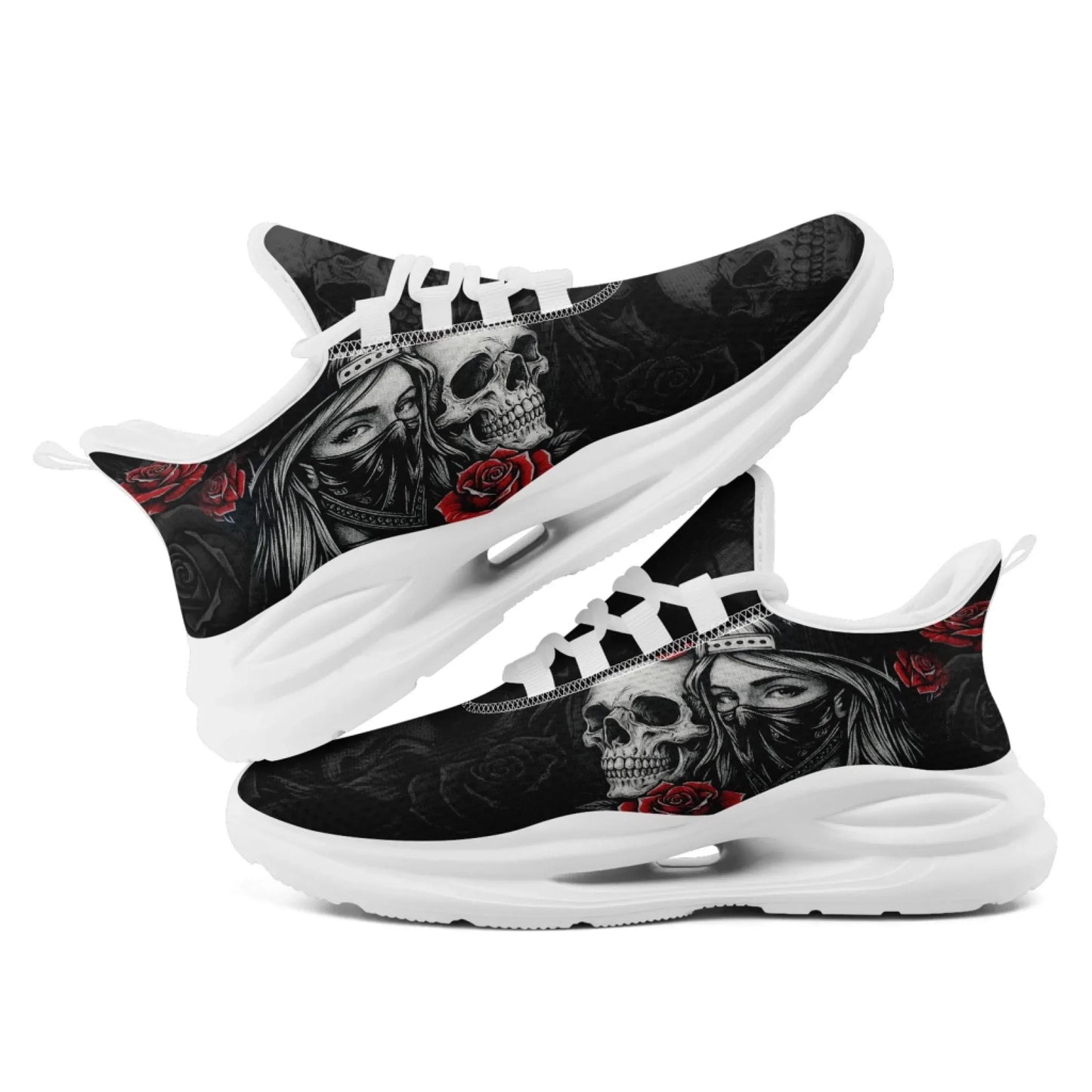 Personalized Skull Fashion Sneakers, Dark Soul Walking Shoes,Comfortable Gothic Street Style