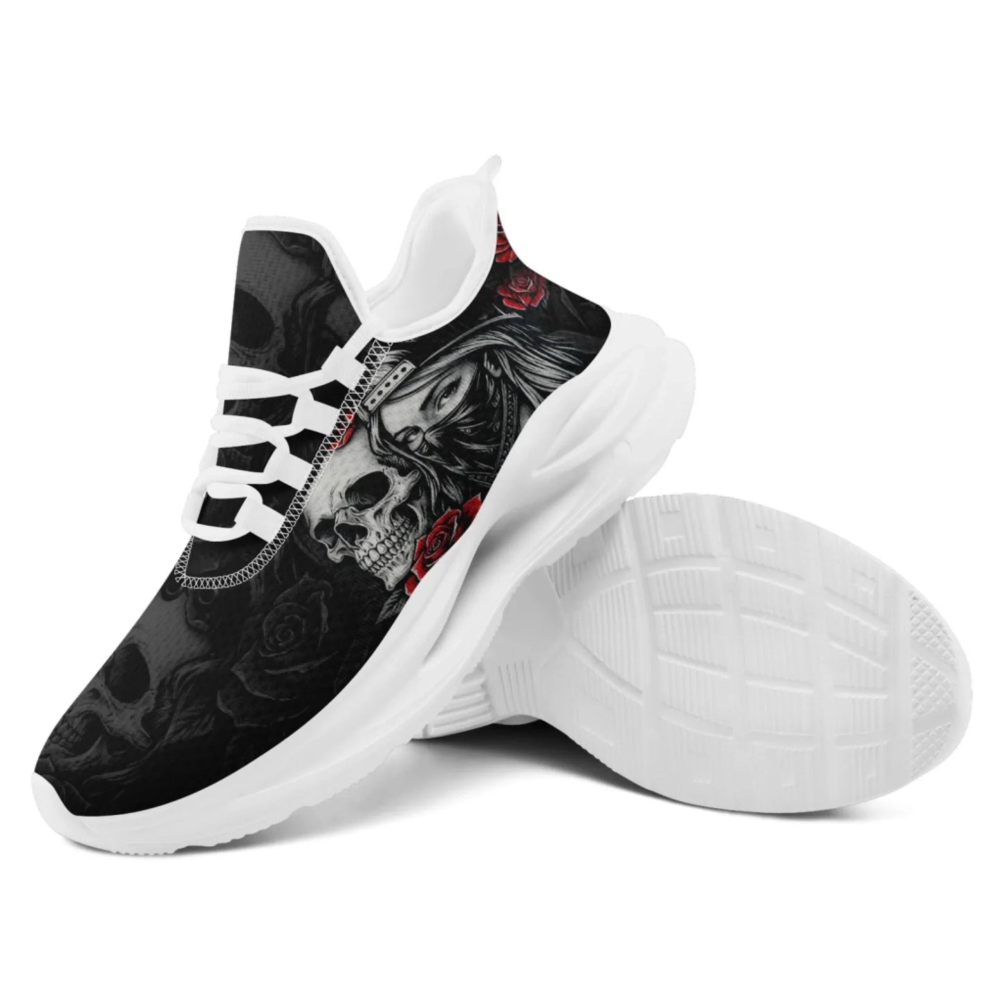 Personalized Skull Fashion Sneakers, Dark Soul Walking Shoes,Comfortable Gothic Street Style