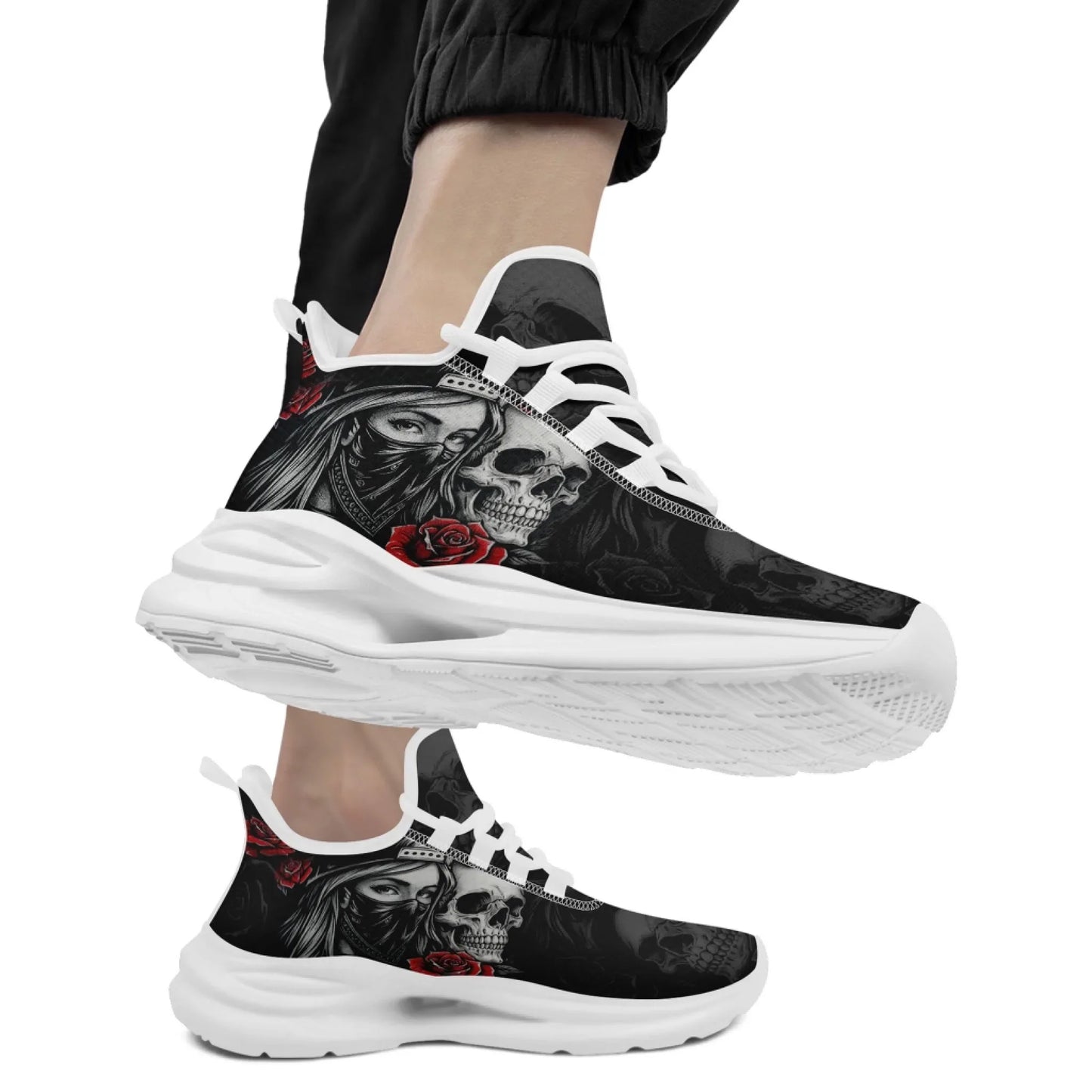 Personalized Skull Fashion Sneakers, Dark Soul Walking Shoes,Comfortable Gothic Street Style