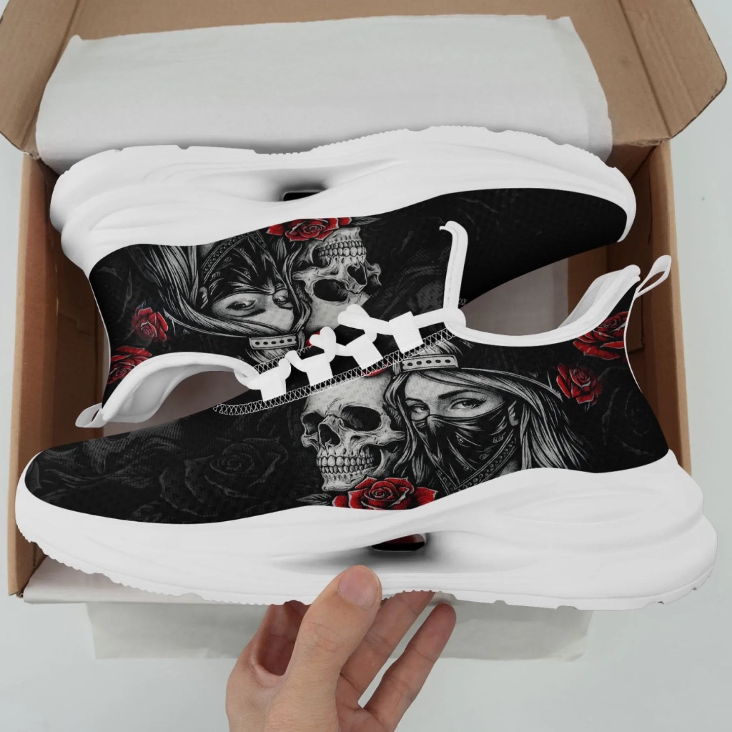 Personalized Skull Fashion Sneakers, Dark Soul Walking Shoes,Comfortable Gothic Street Style
