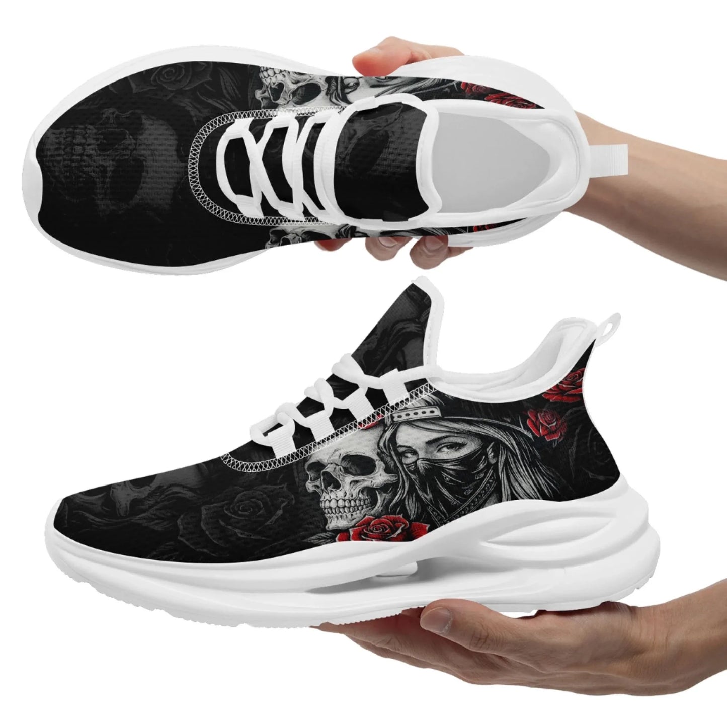 Personalized Skull Fashion Sneakers, Dark Soul Walking Shoes,Comfortable Gothic Street Style