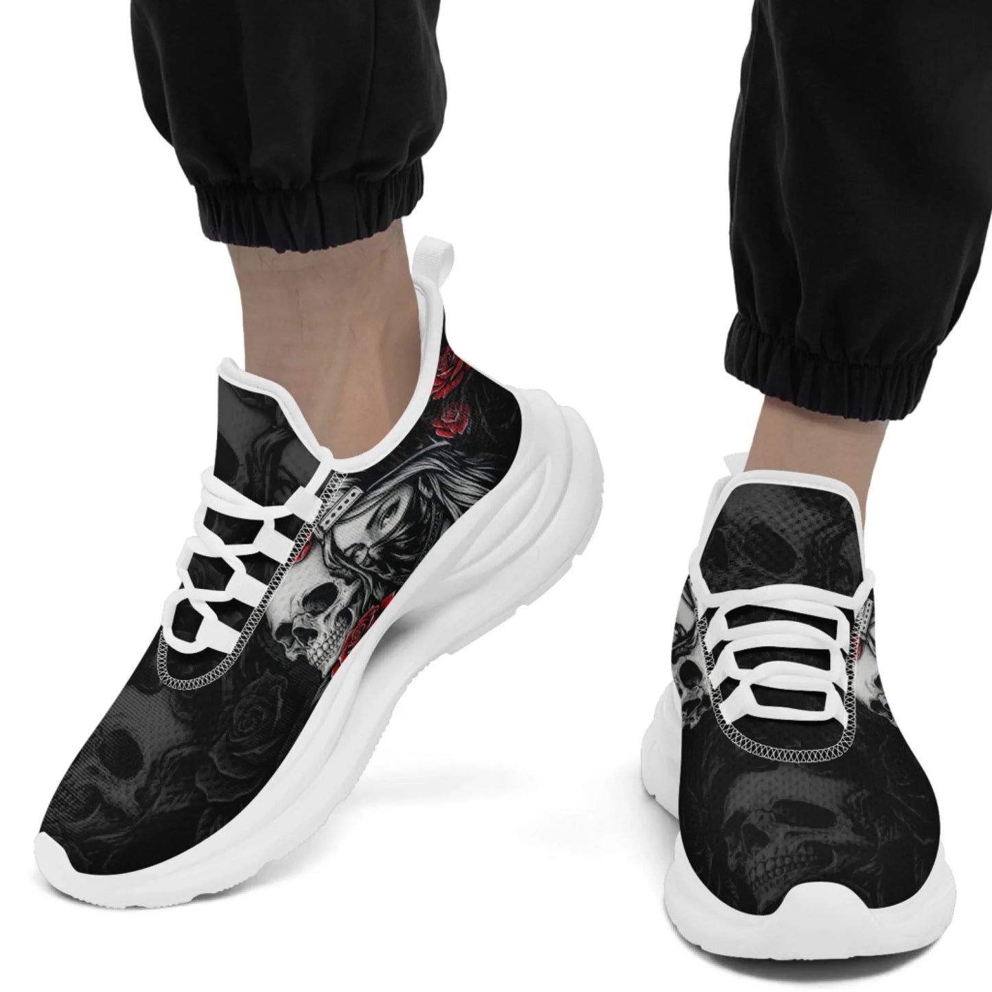 Personalized Skull Fashion Sneakers, Dark Soul Walking Shoes,Comfortable Gothic Street Style