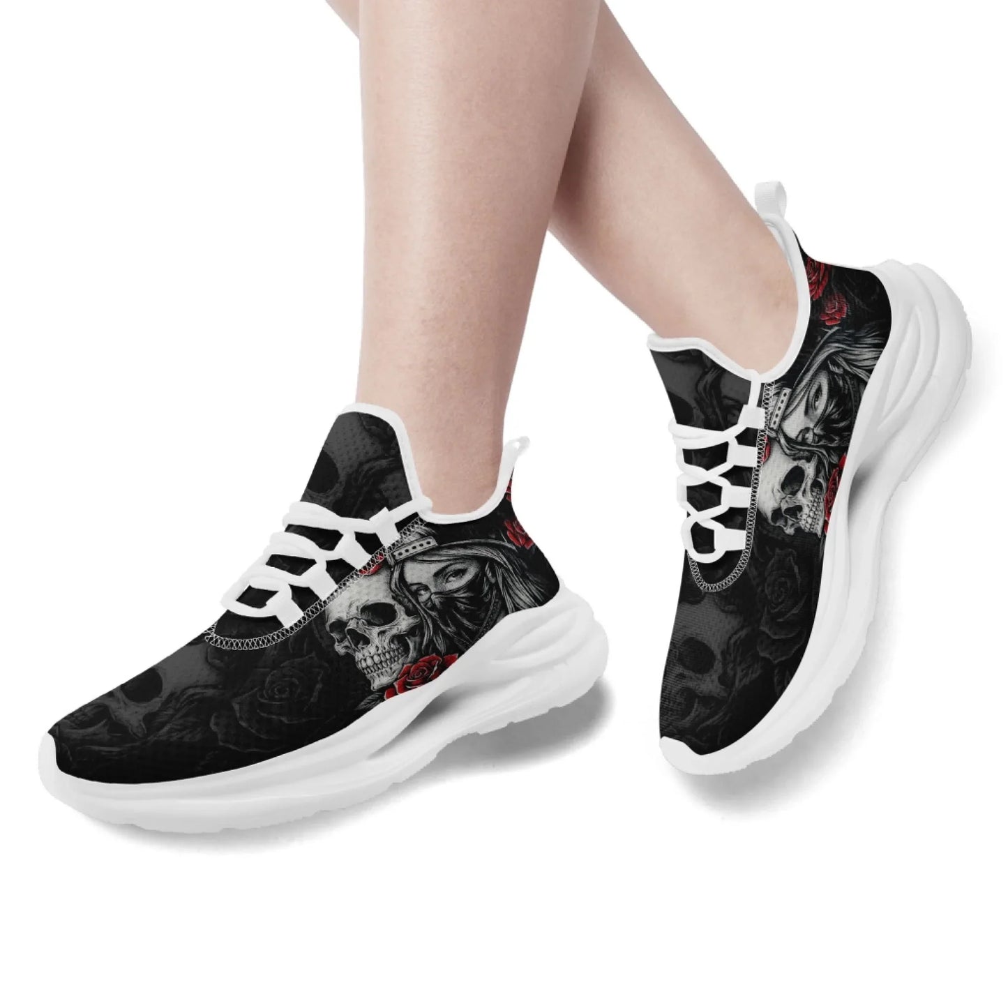 Personalized Skull Fashion Sneakers, Dark Soul Walking Shoes,Comfortable Gothic Street Style