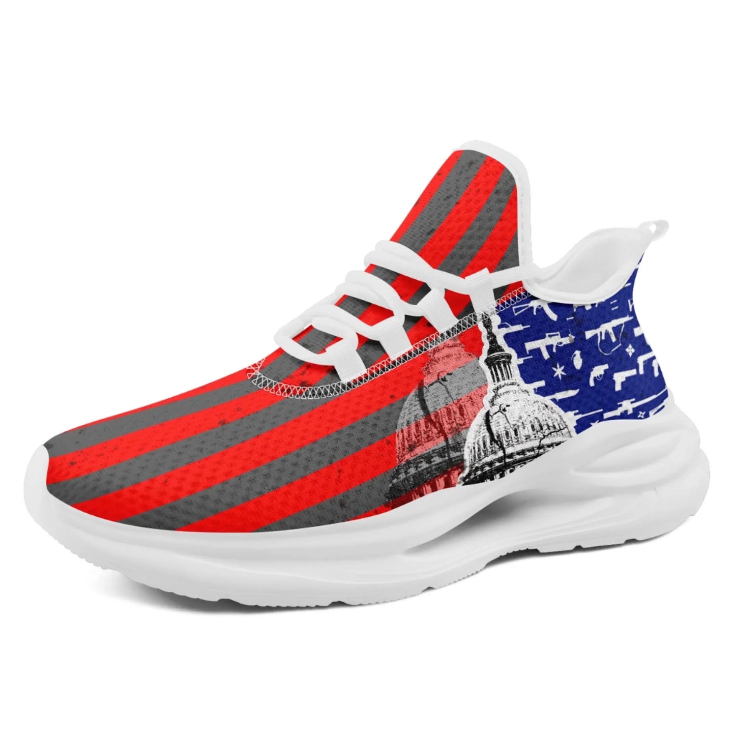 Personalized America Flag Sneakers, Custom Eagle, Star Print Shoes, Breathable and Comfortable Unisex Patriotic Shoes